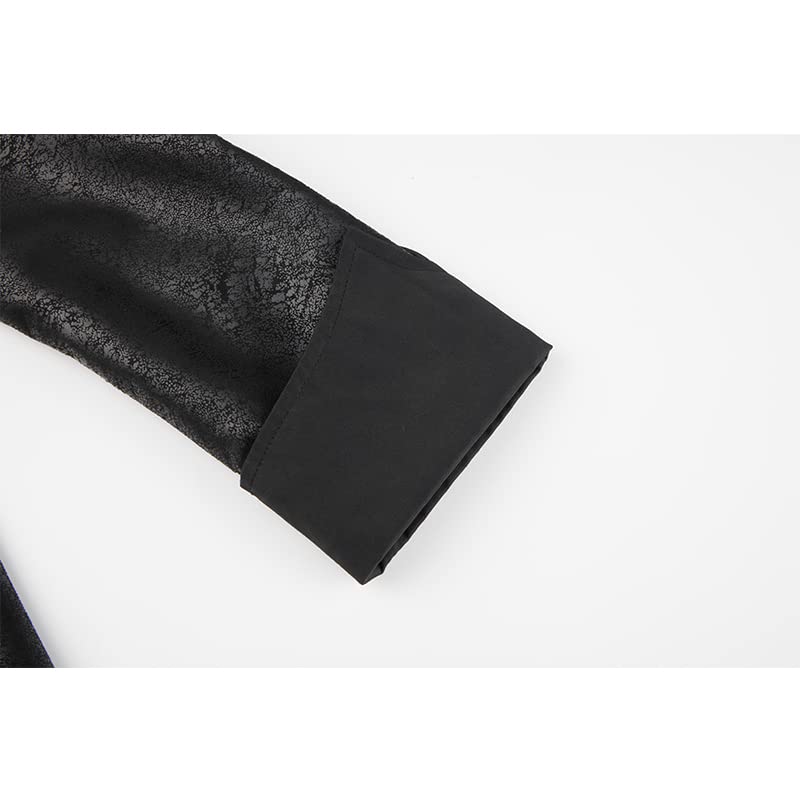 Men's Steampunk PU Leather Jacket with Hood - Gothic Victorian Vampire Coat Medieval Adjustable Tailcoat Gear