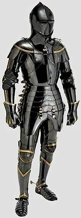 Generic Medieval Knight Black Suit of Armor Combat Full Body Halloween Armor Knight Armor Suit Item, standard