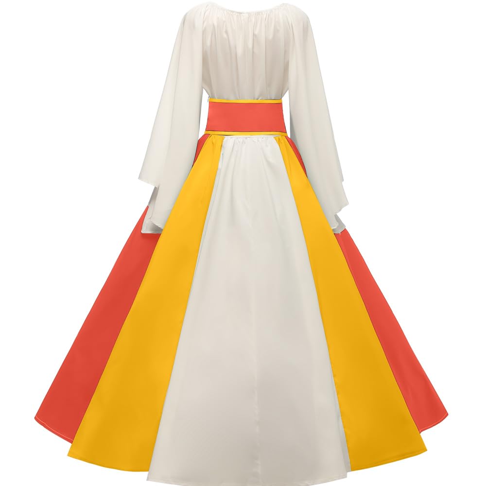 Abaowedding Women's Renaissance Medieval Costumes Dress Trumpet Sleeves Gothic Retro Gown