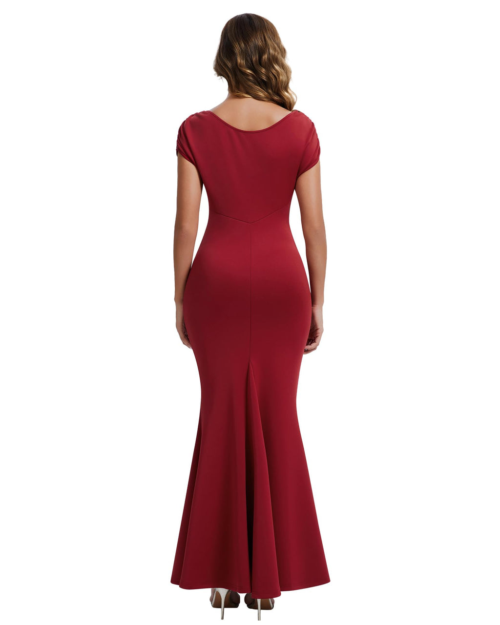 Women's Convertible Reversible Evening Dress, Elegant V Neck & Crew Neck Formal Long Dress Mermaid Gown for Wedding