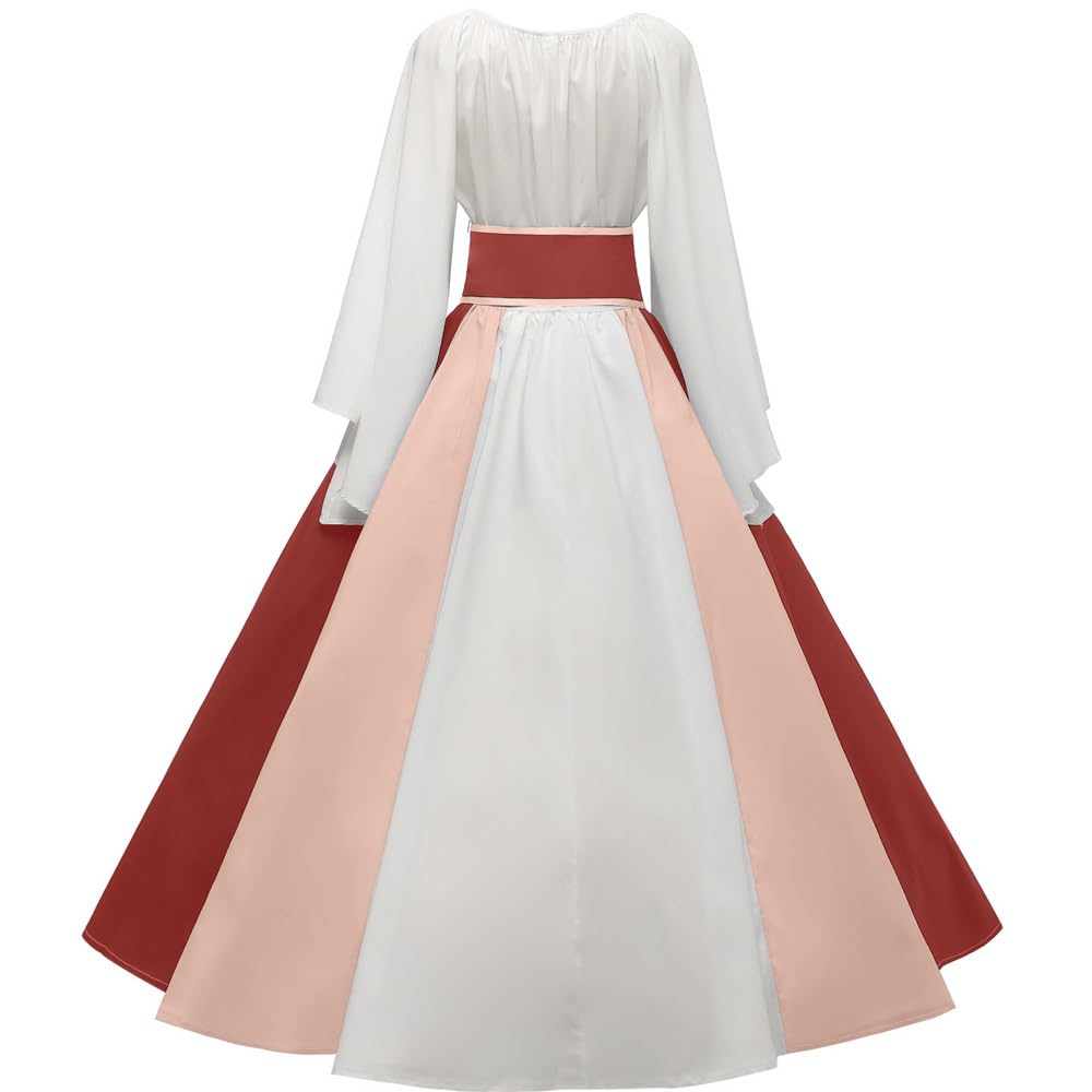 Abaowedding Women's Renaissance Medieval Costumes Dress Trumpet Sleeves Gothic Retro Gown