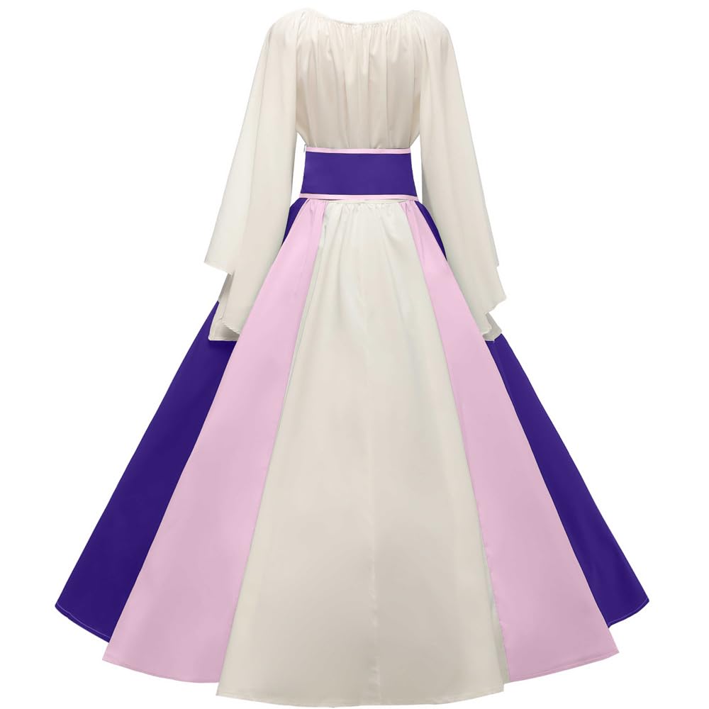 Abaowedding Women's Renaissance Medieval Costumes Dress Trumpet Sleeves Gothic Retro Gown