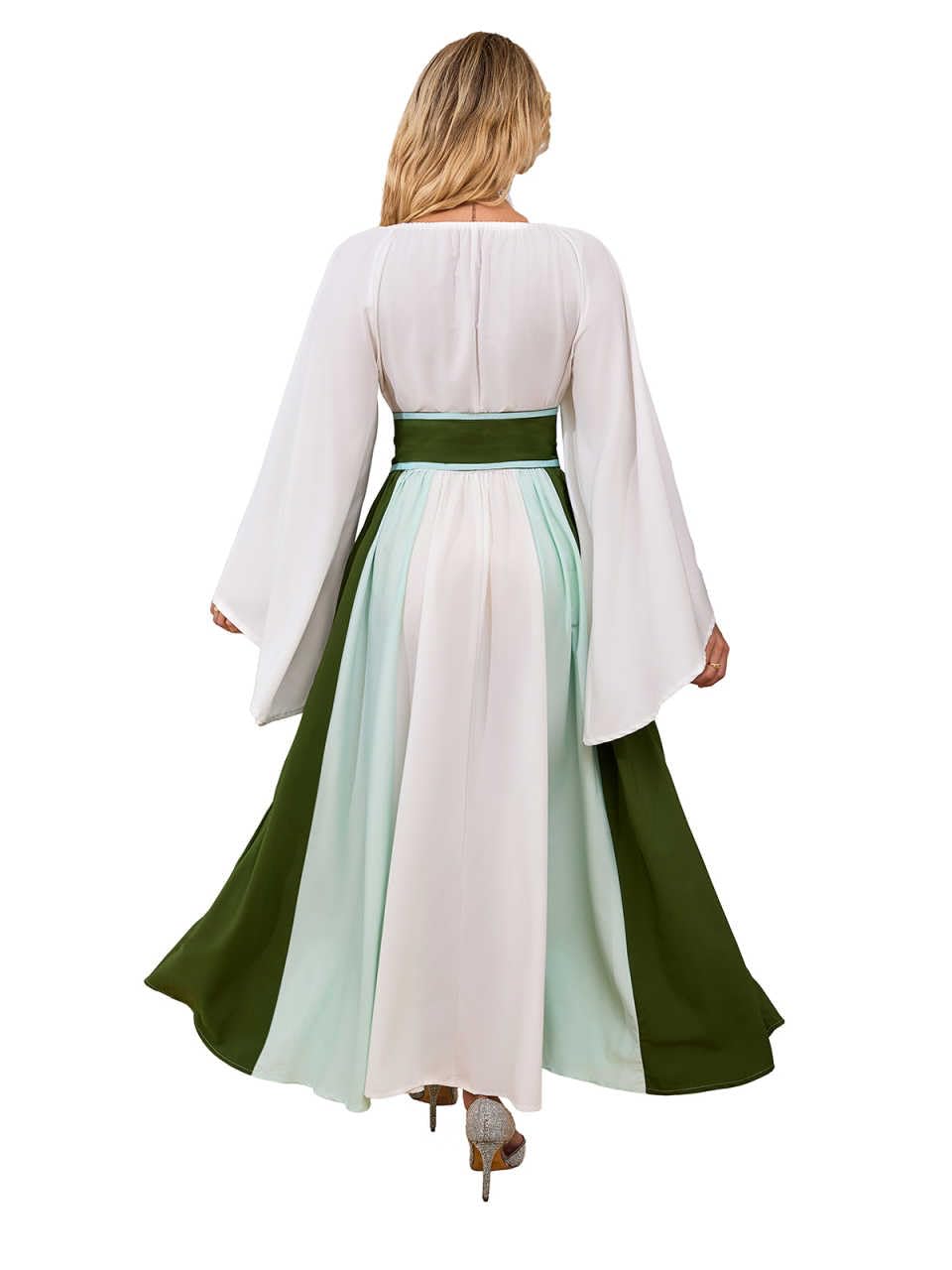 Abaowedding Women's Renaissance Medieval Costumes Dress Trumpet Sleeves Gothic Retro Gown