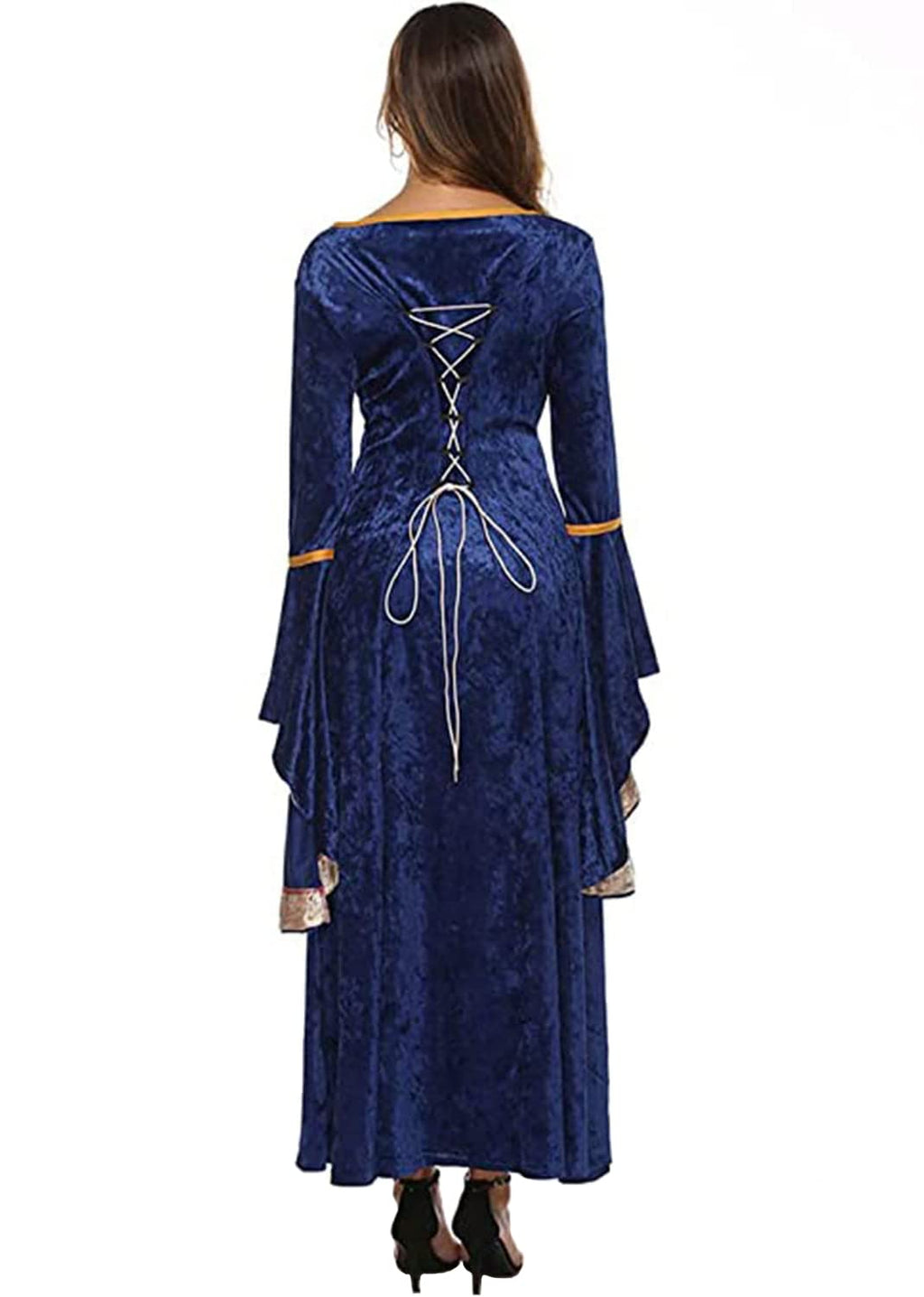 YEAXLUD Womens Renaissance Medieval Costume Dress Lace up Irish Over Long Dresses Cosplay Retro Gown