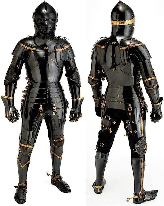 Generic Medieval Knight Black Suit of Armor Combat Full Body Halloween Armor Knight Armor Suit Item, standard