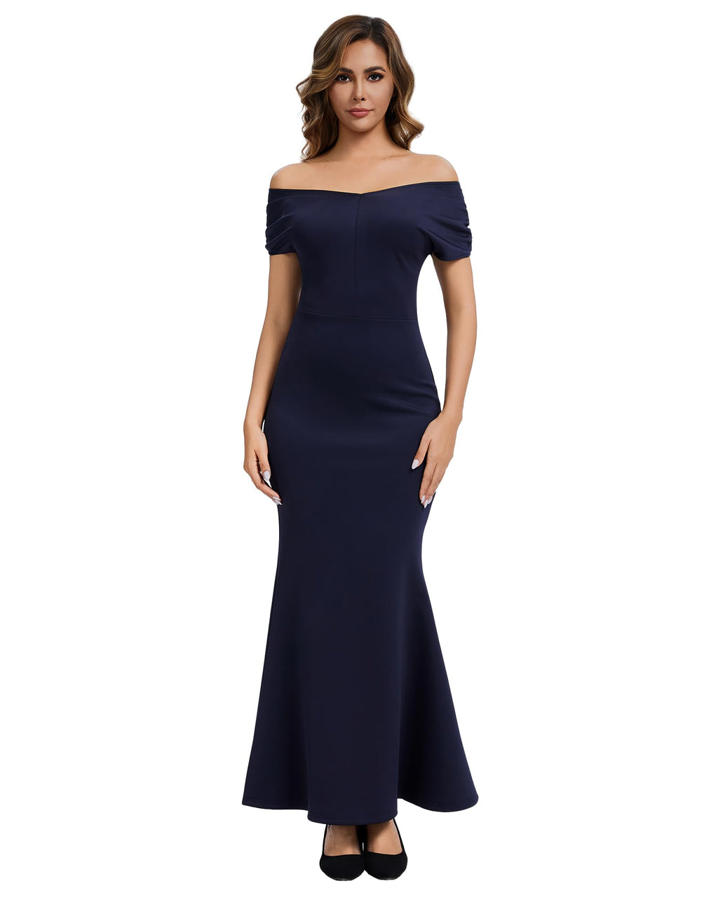 Women's Convertible Reversible Evening Dress, Elegant V Neck & Crew Neck Formal Long Dress Mermaid Gown for Wedding