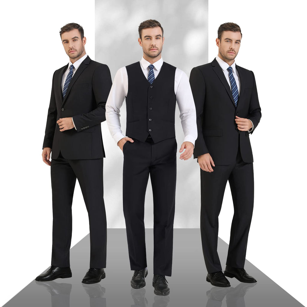 Cooper & Nelson 3 Piece Mens Suit Set, 2 Button Slim Fit Suit for Men, Jacket, Vest, Pants and Tie