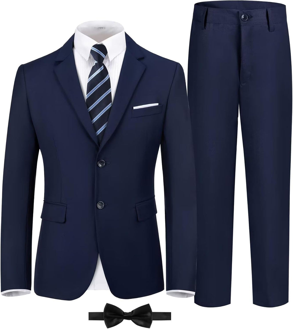 Boys Formal Suit Set Kids 5 Piece Suit Jacket Pants Set with Dress Shirt and Tie Prom Wedding Tuxedo Suits