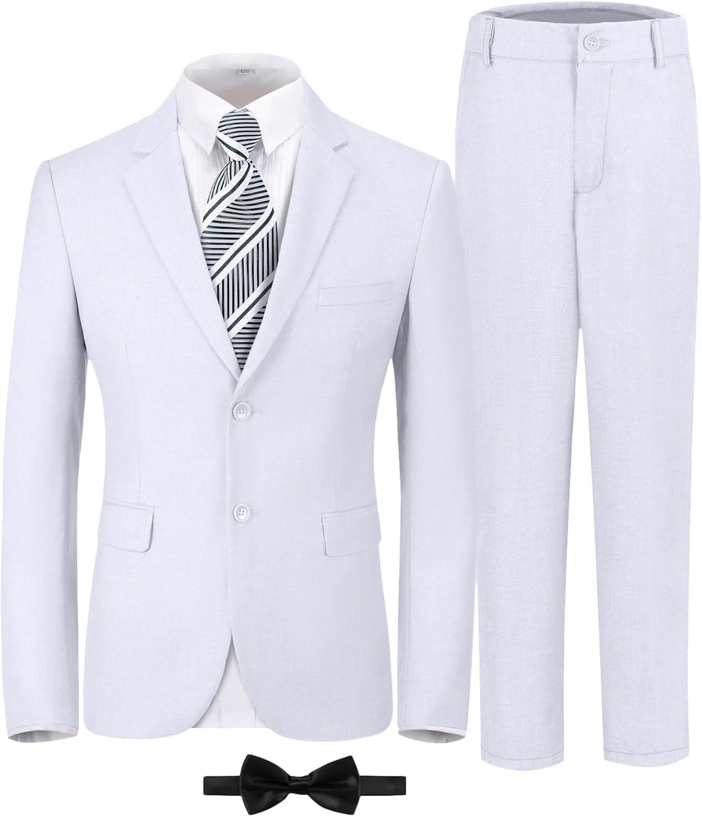 Boys Formal Suit Set Kids 5 Piece Suit Jacket Pants Set with Dress Shirt and Tie Prom Wedding Tuxedo Suits