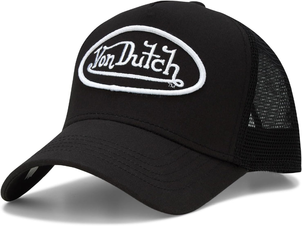 Von Dutch Unisex Trucker Hat - Curved Bill Mesh Back Retro Classic Adjustable Snapback Baseball Cap for Men and Women