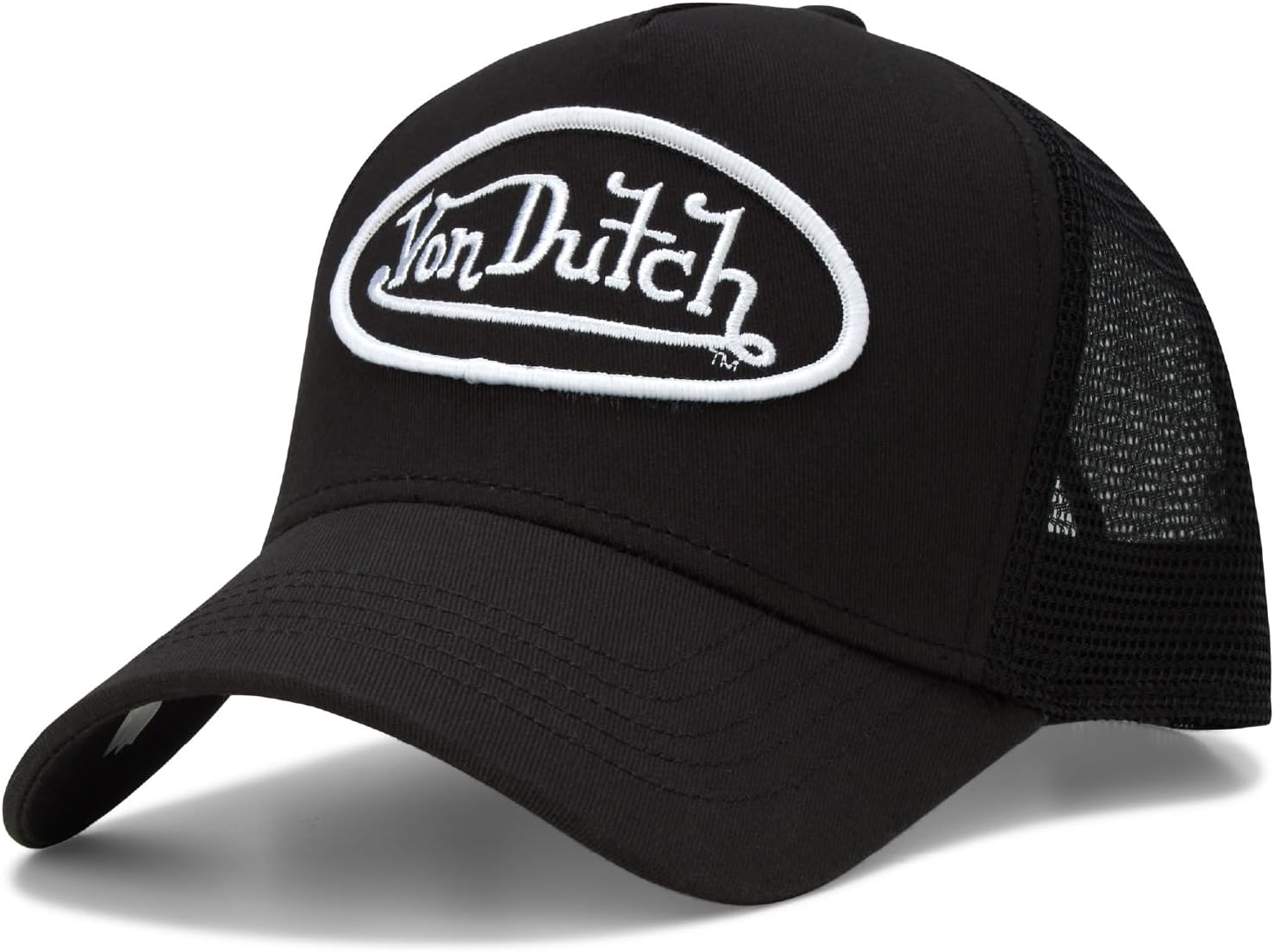 Von Dutch Unisex Trucker Hat - Curved Bill Mesh Back Retro Classic Adjustable Snapback Baseball Cap for Men and Women
