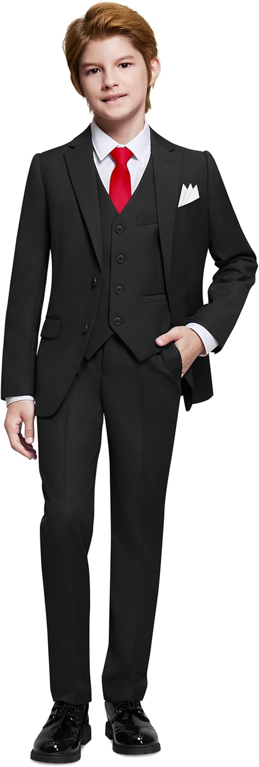 Marvelous World Boys' Formal Slim Fit Suit Set, Adjustable Waist