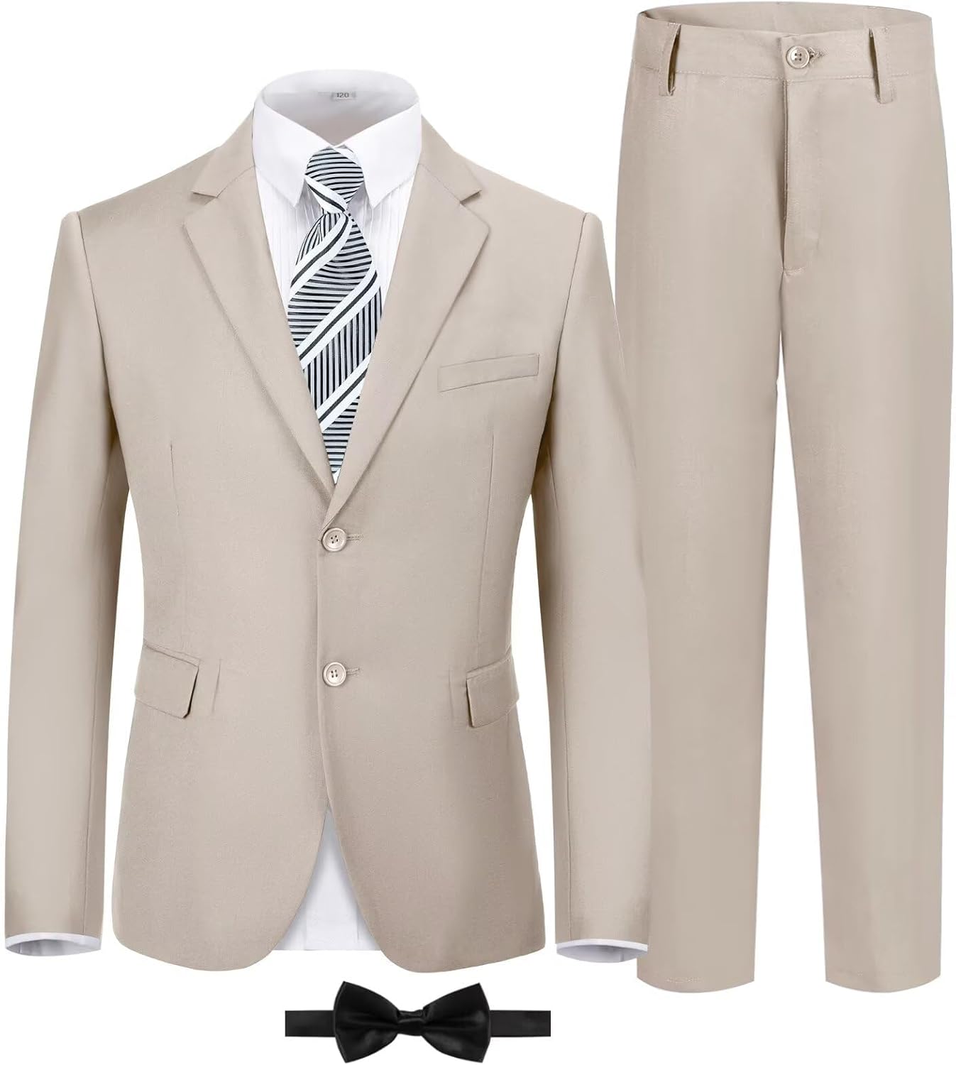 Boys Formal Suit Set Kids 5 Piece Suit Jacket Pants Set with Dress Shirt and Tie Prom Wedding Tuxedo Suits