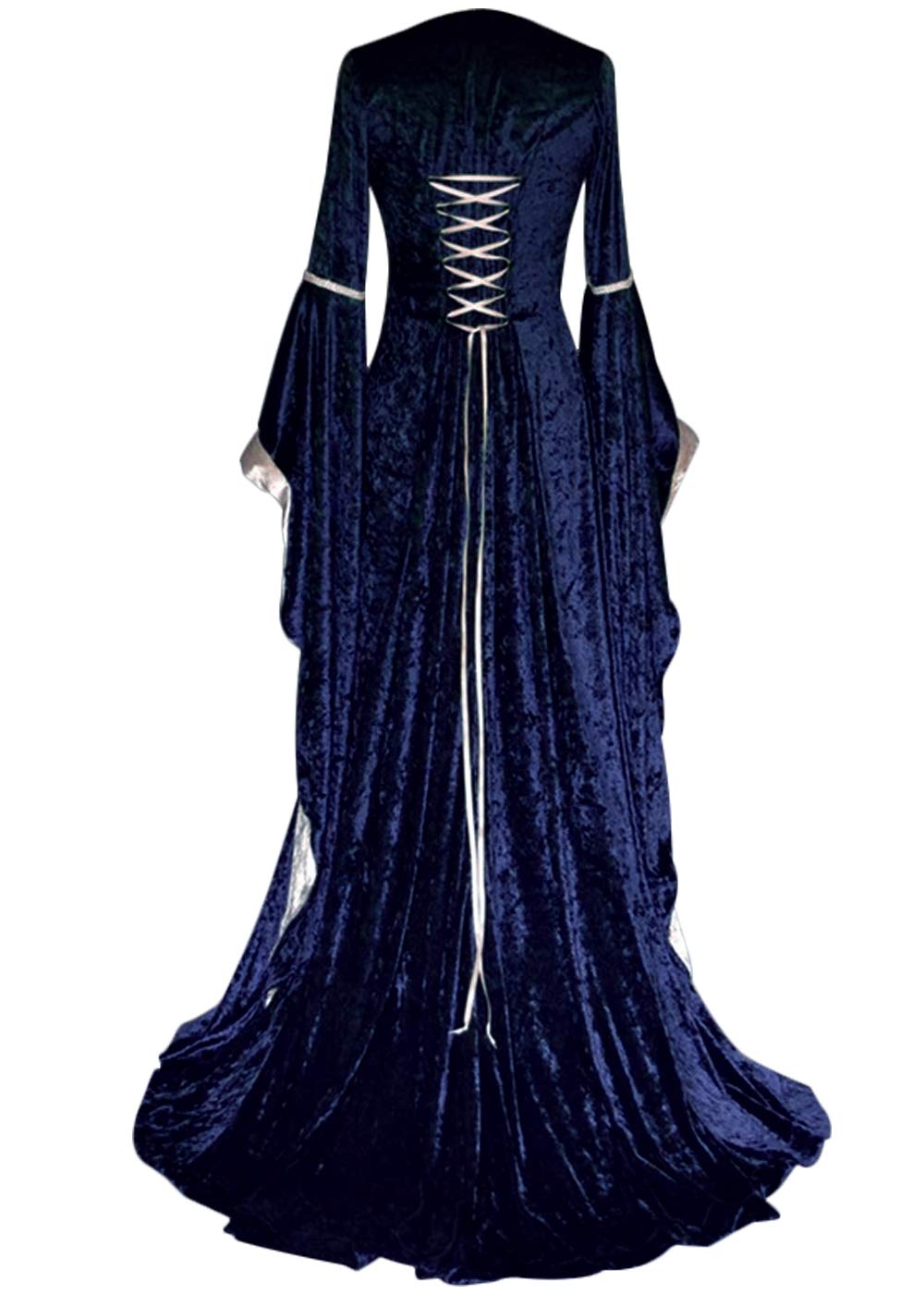 YEAXLUD Womens Renaissance Medieval Costume Dress Lace up Irish Over Long Dresses Cosplay Retro Gown