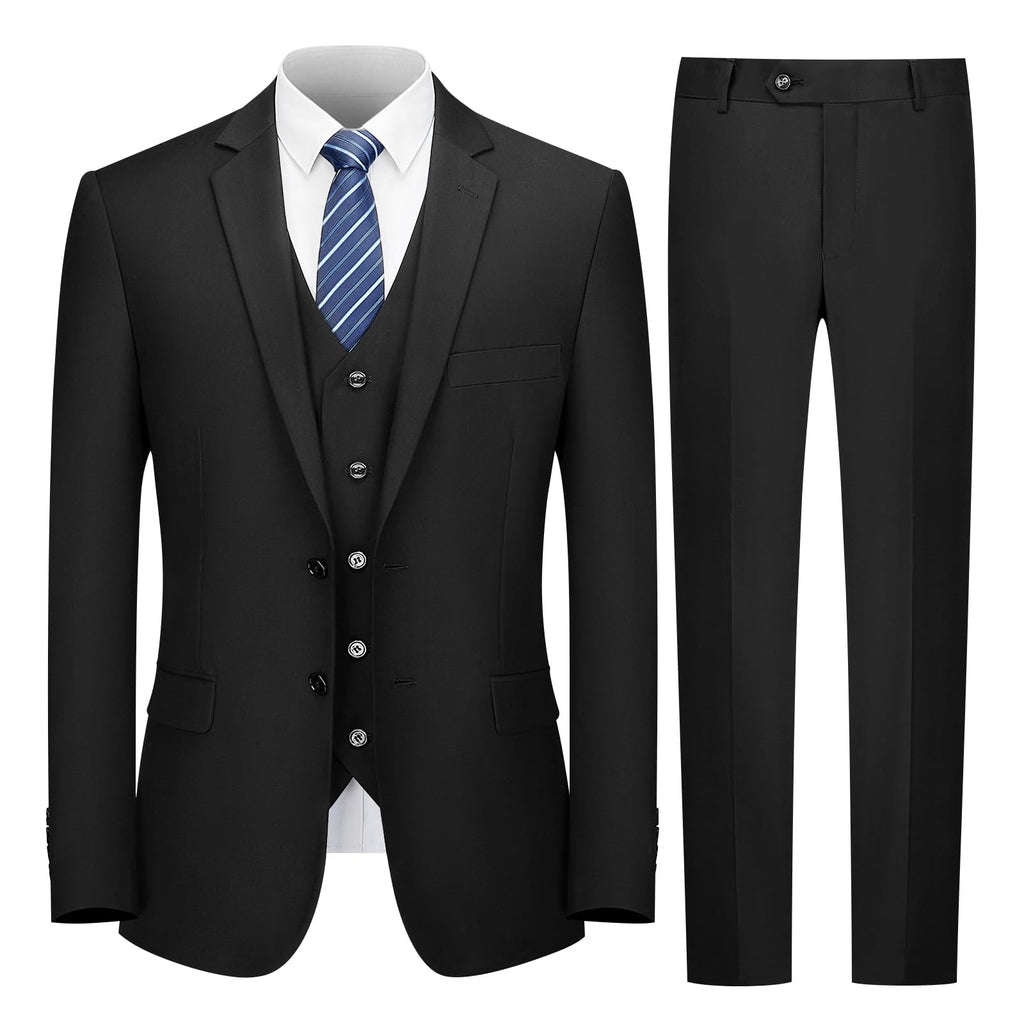 Cooper & Nelson 3 Piece Mens Suit Set, 2 Button Slim Fit Suit for Men, Jacket, Vest, Pants and Tie
