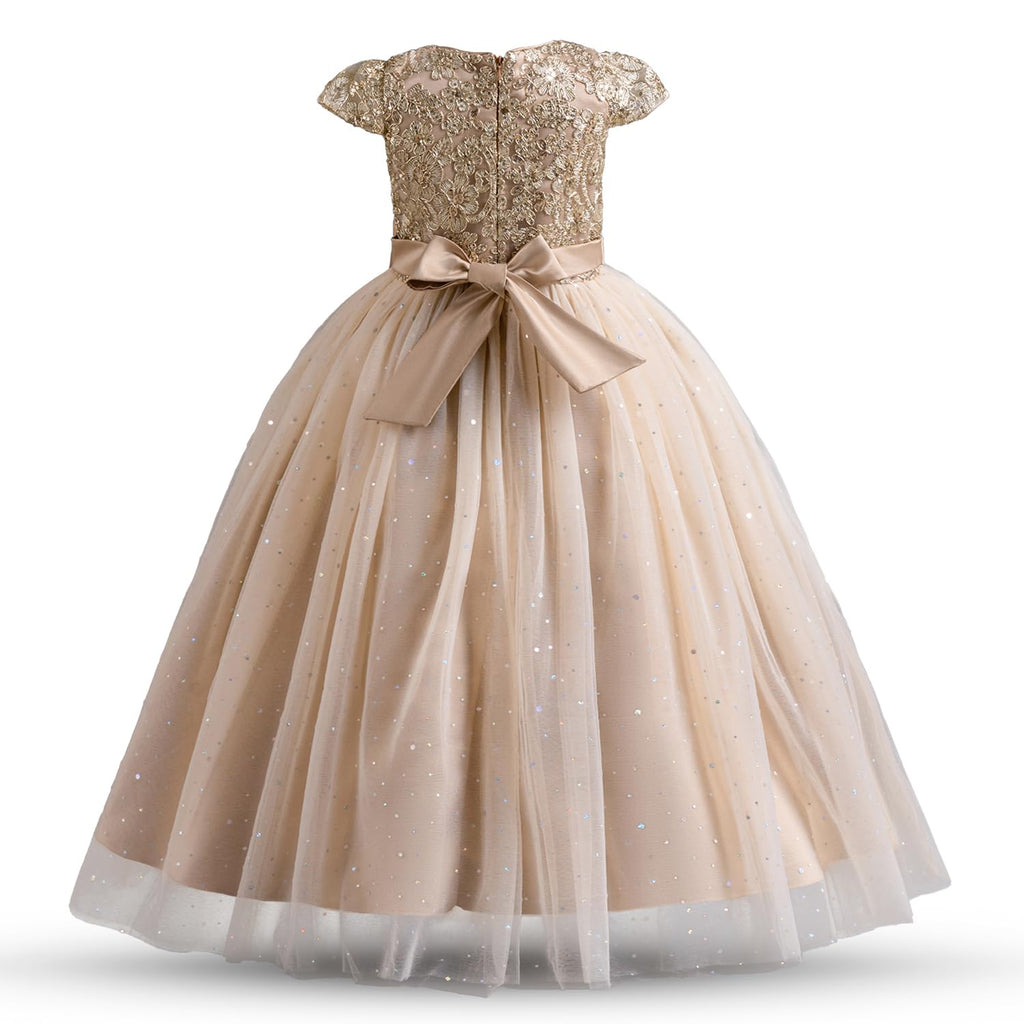 TTYAOVO Girls Pageant Princess Flower Dress Kids Prom Puffy Ball Gowns