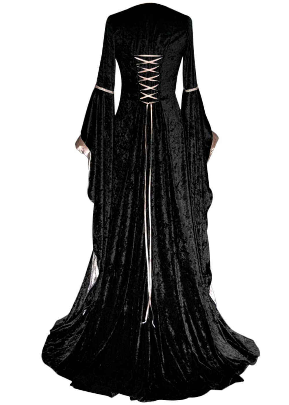 YEAXLUD Womens Renaissance Medieval Costume Dress Lace up Irish Over Long Dresses Cosplay Retro Gown