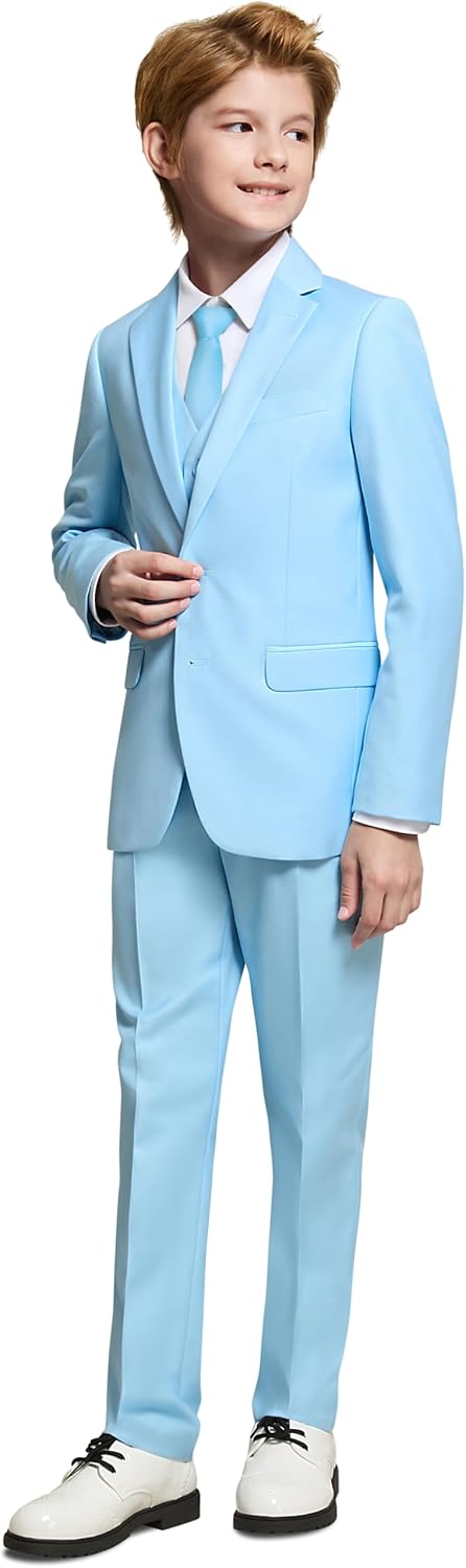 Marvelous World Boys' Formal Slim Fit Suit Set, Adjustable Waist