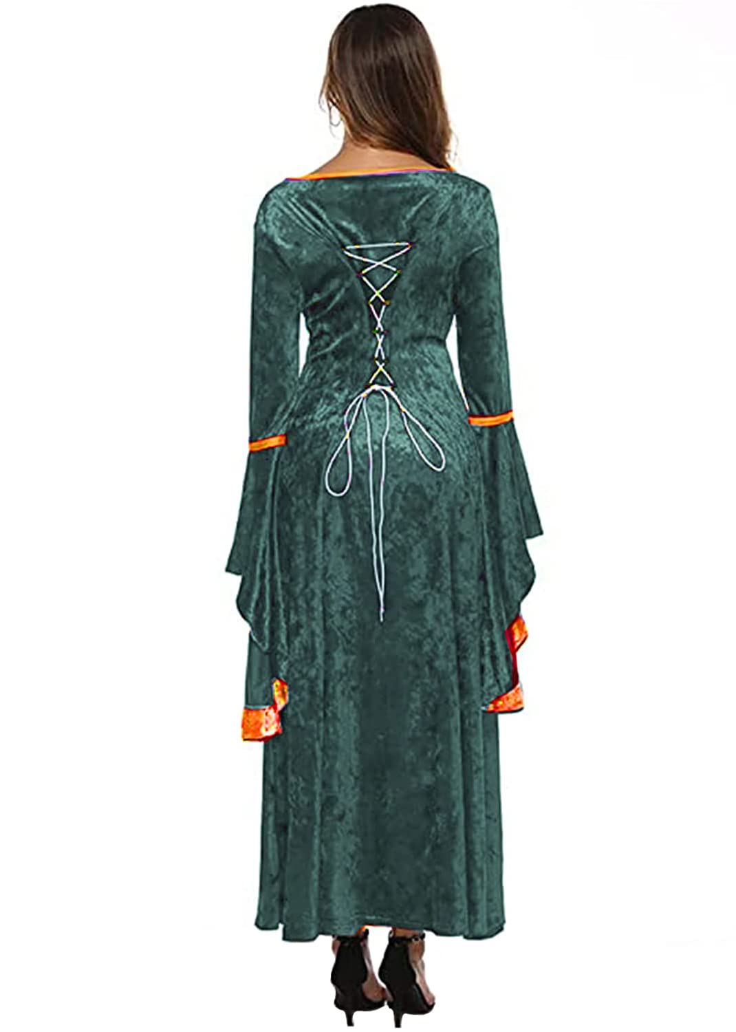 YEAXLUD Womens Renaissance Medieval Costume Dress Lace up Irish Over Long Dresses Cosplay Retro Gown