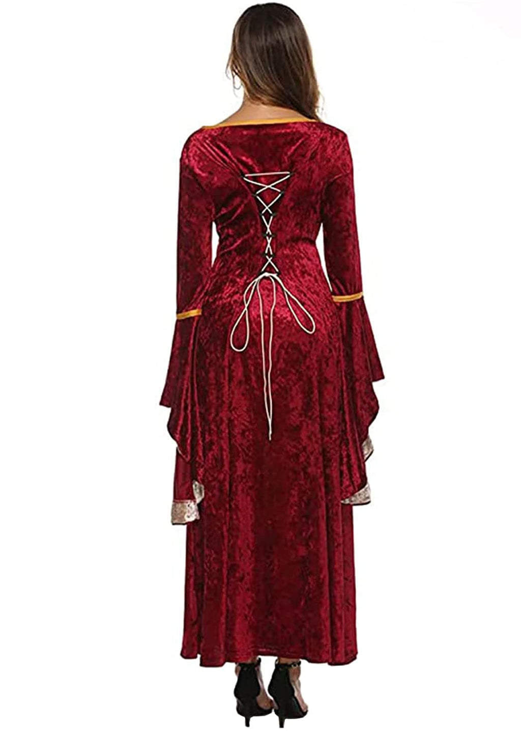 YEAXLUD Womens Renaissance Medieval Costume Dress Lace up Irish Over Long Dresses Cosplay Retro Gown
