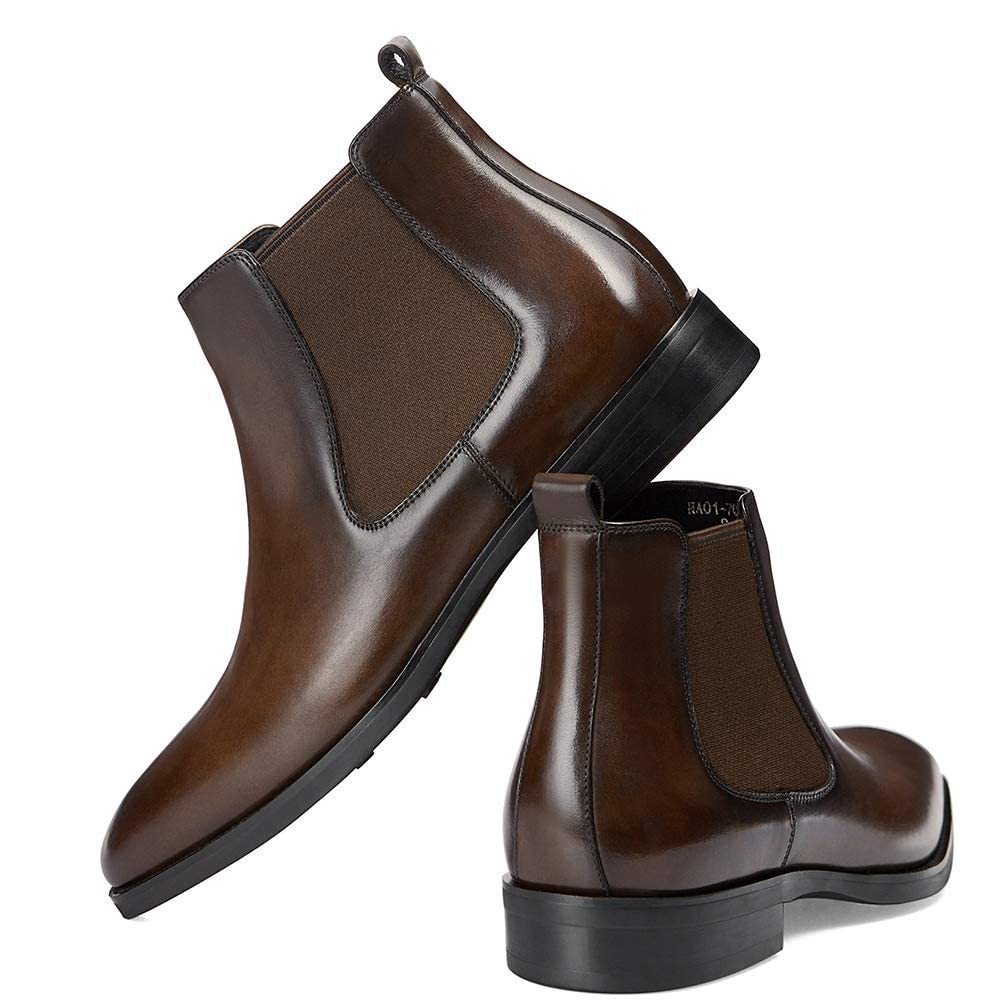 GIFENNSE Mens Chelsea Boots Leather Dress Boots for Men