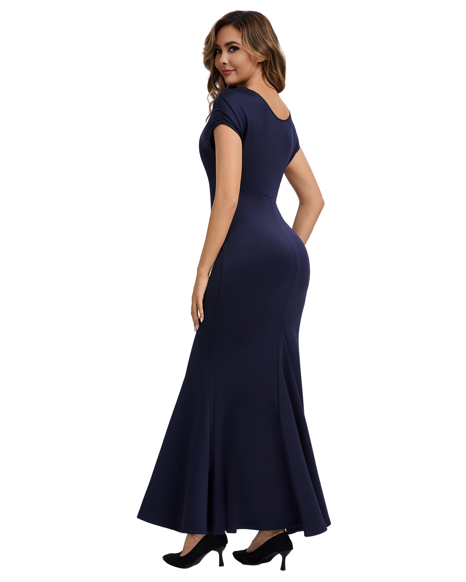 Women's Convertible Reversible Evening Dress, Elegant V Neck & Crew Neck Formal Long Dress Mermaid Gown for Wedding