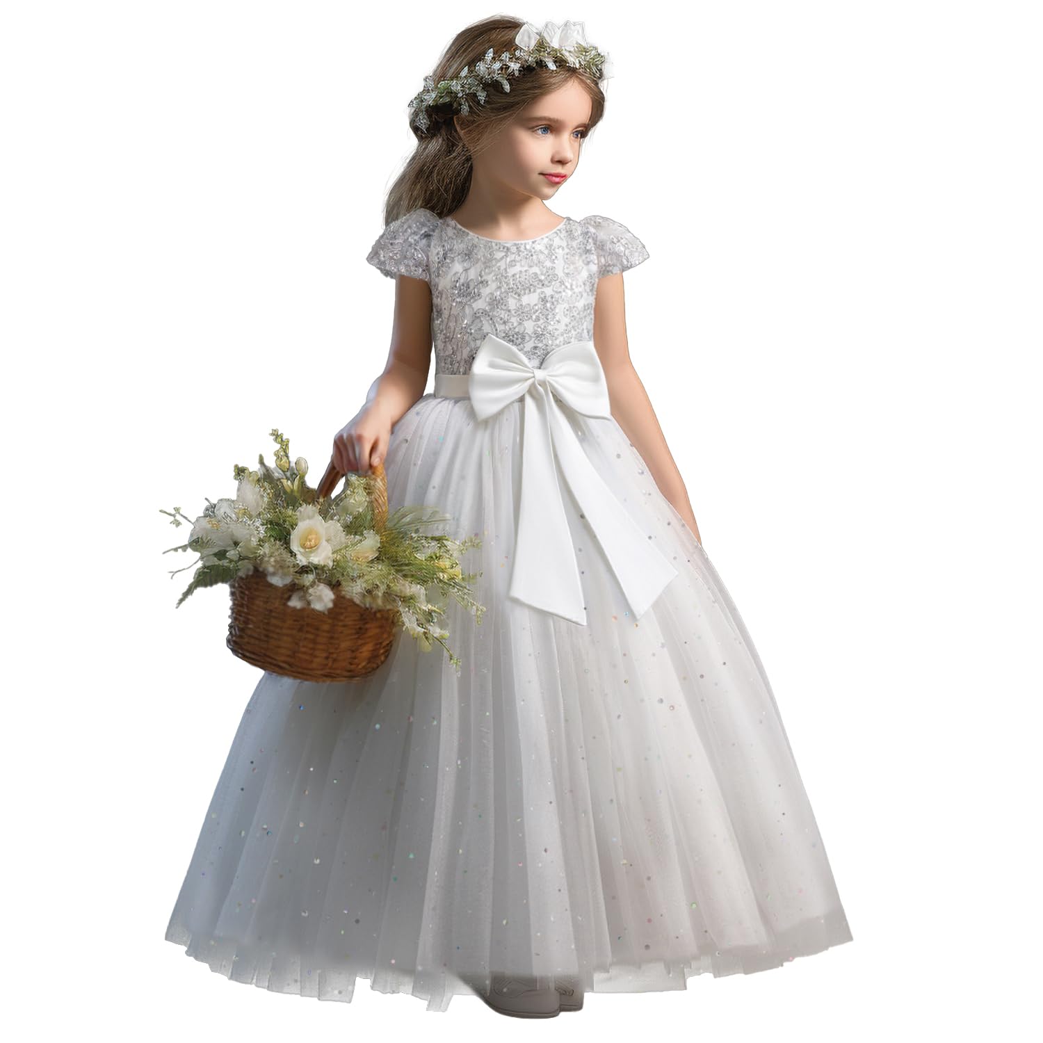 TTYAOVO Girls Pageant Princess Flower Dress Kids Prom Puffy Ball Gowns