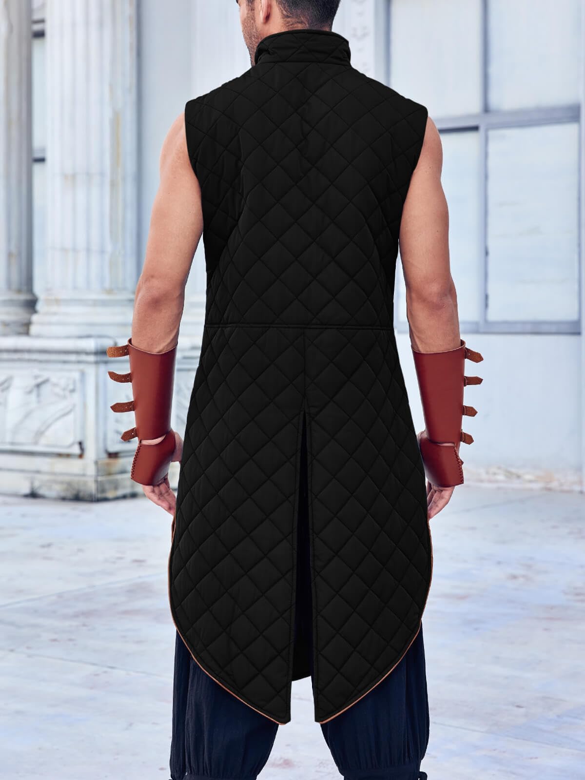 Runcati Men's Padded Gambeson Vest Sleeveless Aketon Armor Medieval Knight Surcoat Halloween LARP Costume Dress