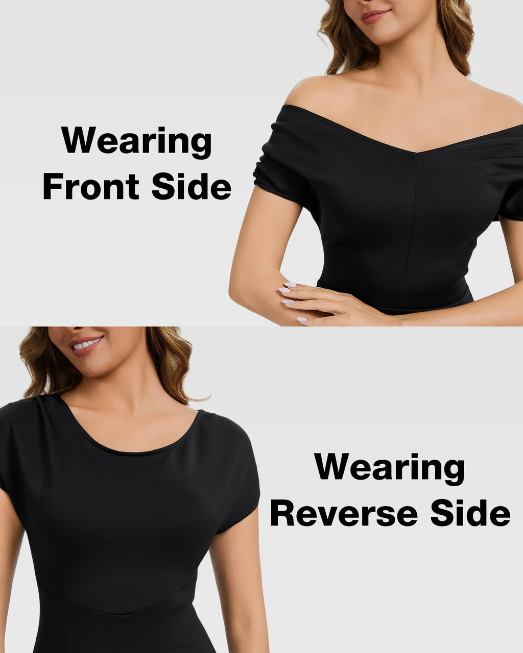 Women's Convertible Reversible Evening Dress, Elegant V Neck & Crew Neck Formal Long Dress Mermaid Gown for Wedding