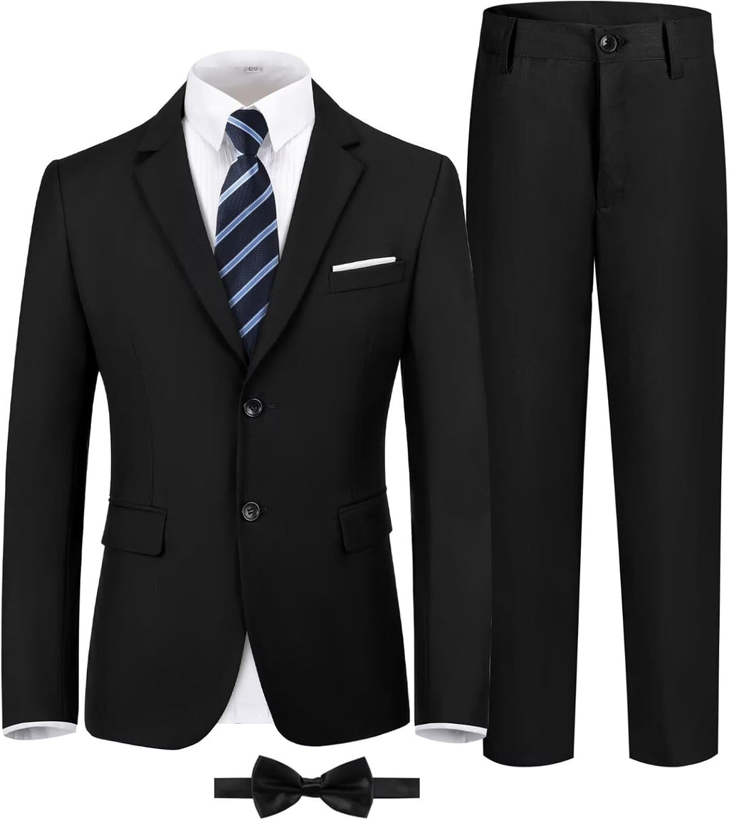Boys Formal Suit Set Kids 5 Piece Suit Jacket Pants Set with Dress Shirt and Tie Prom Wedding Tuxedo Suits