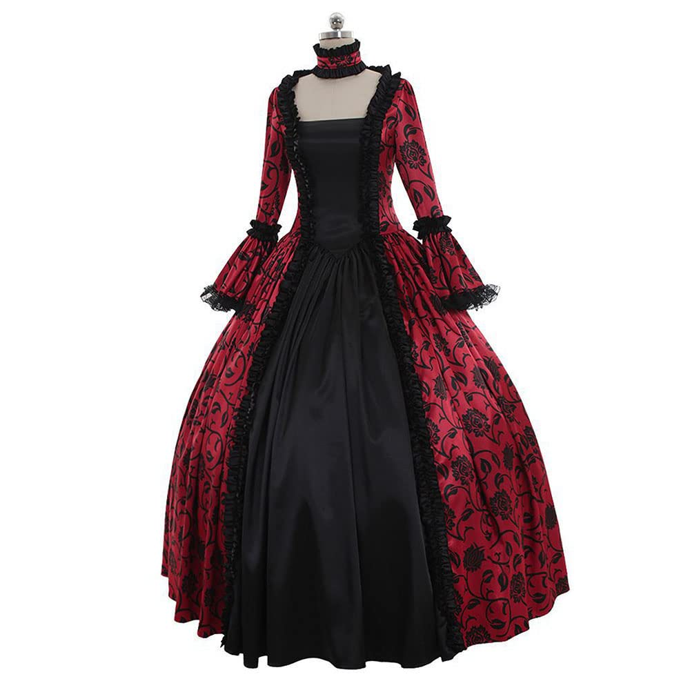 STIOEDYUAN Women Rococo Ball Gown Vintage Court Medieval Cosplay Square Neck Masquerade Theme Dresses