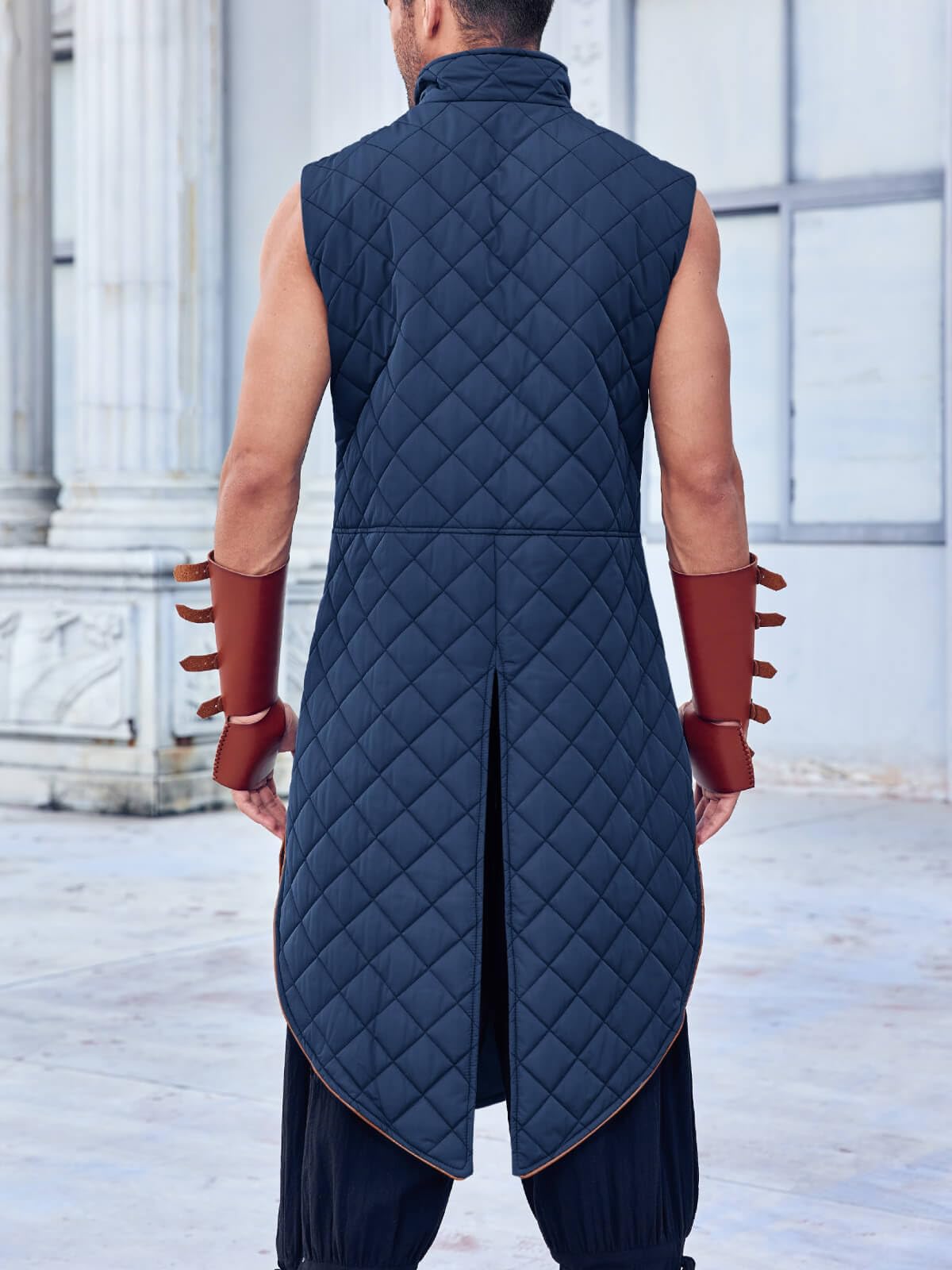 Runcati Men's Padded Gambeson Vest Sleeveless Aketon Armor Medieval Knight Surcoat Halloween LARP Costume Dress