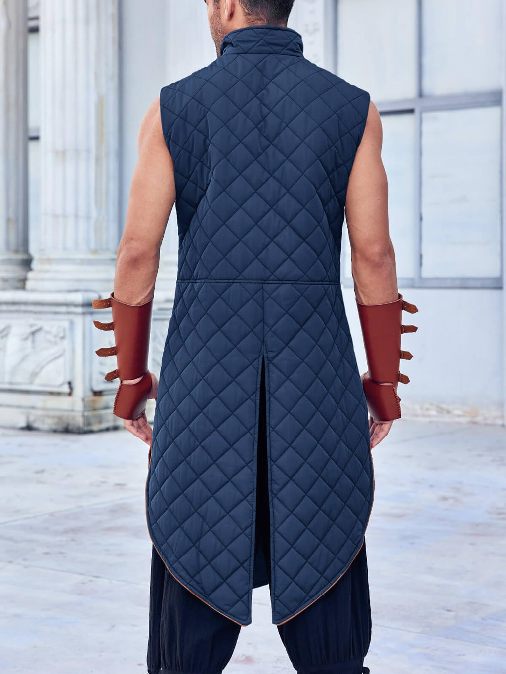 Runcati Men's Padded Gambeson Vest Sleeveless Aketon Armor Medieval Knight Surcoat Halloween LARP Costume Dress