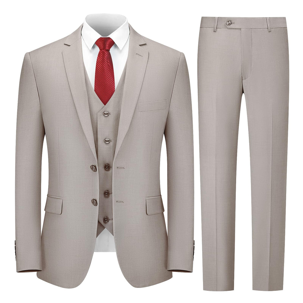 Cooper & Nelson 3 Piece Mens Suit Set, 2 Button Slim Fit Suit for Men, Jacket, Vest, Pants and Tie