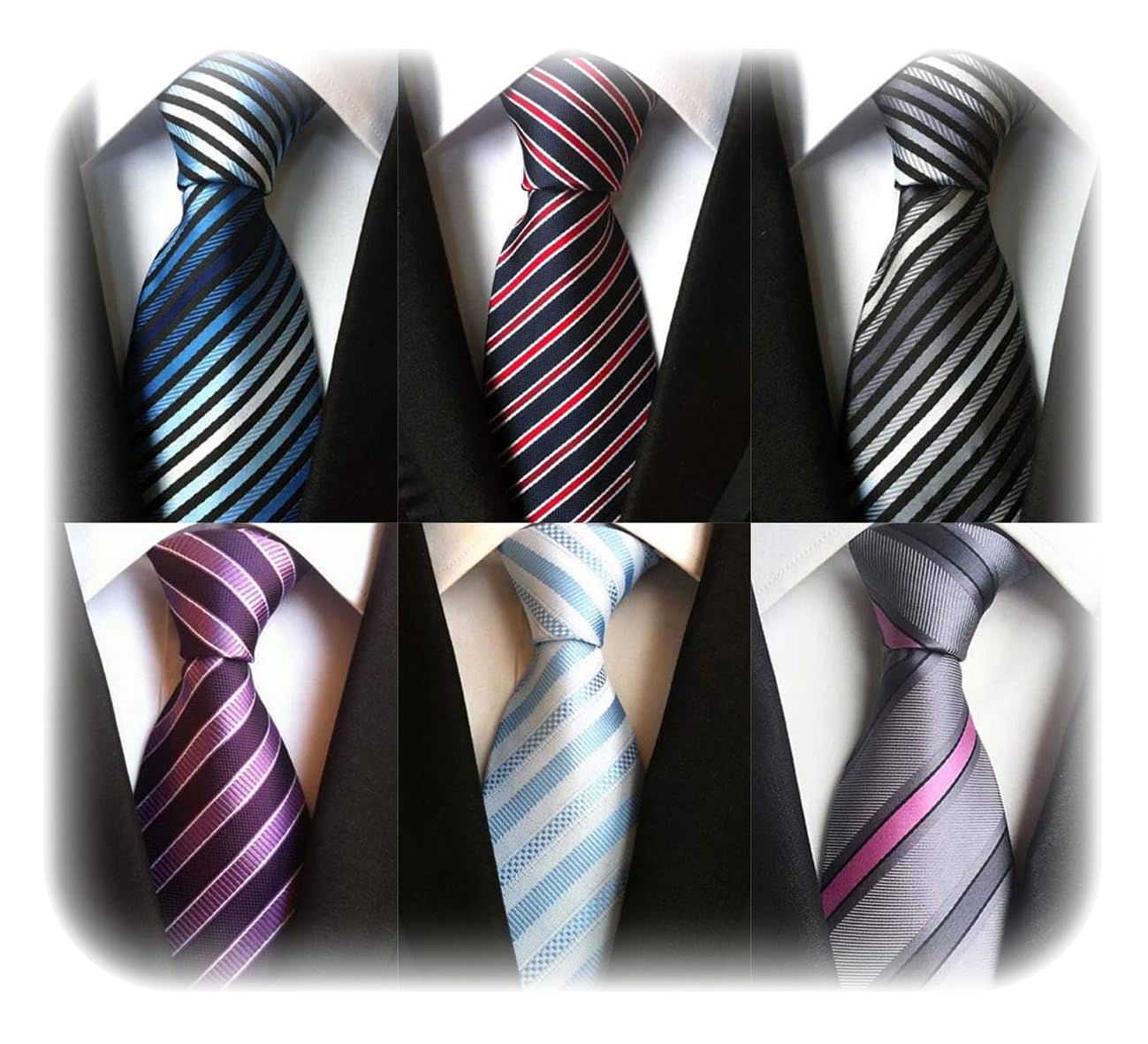 WeiShang Lot 6 PCS Classic Men's Silk Tie Necktie Woven JACQUARD Neck Ties