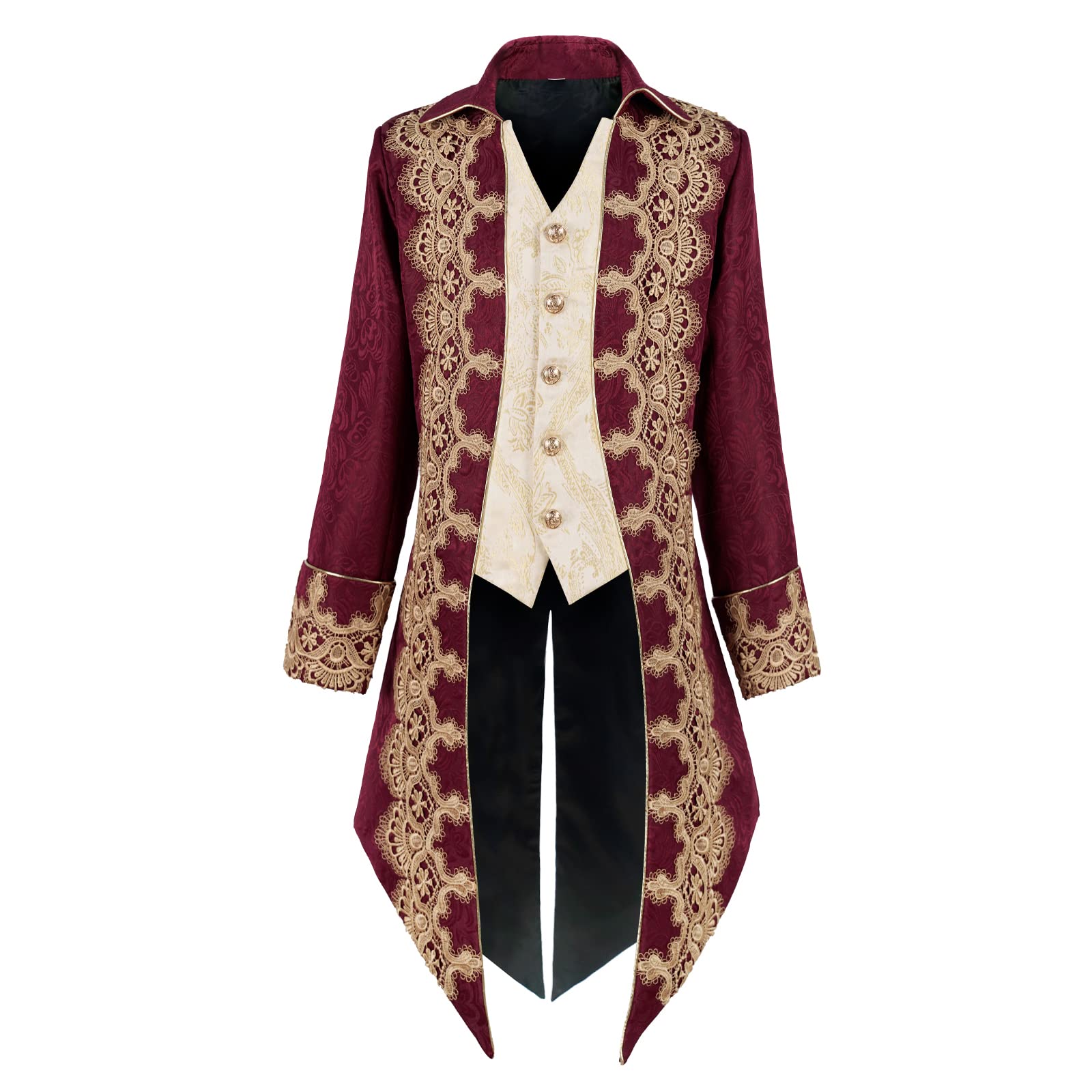 Men's Medieval Tailcoat Jacket Embroidery Vintage Gothic Steampunk Tuxedo
