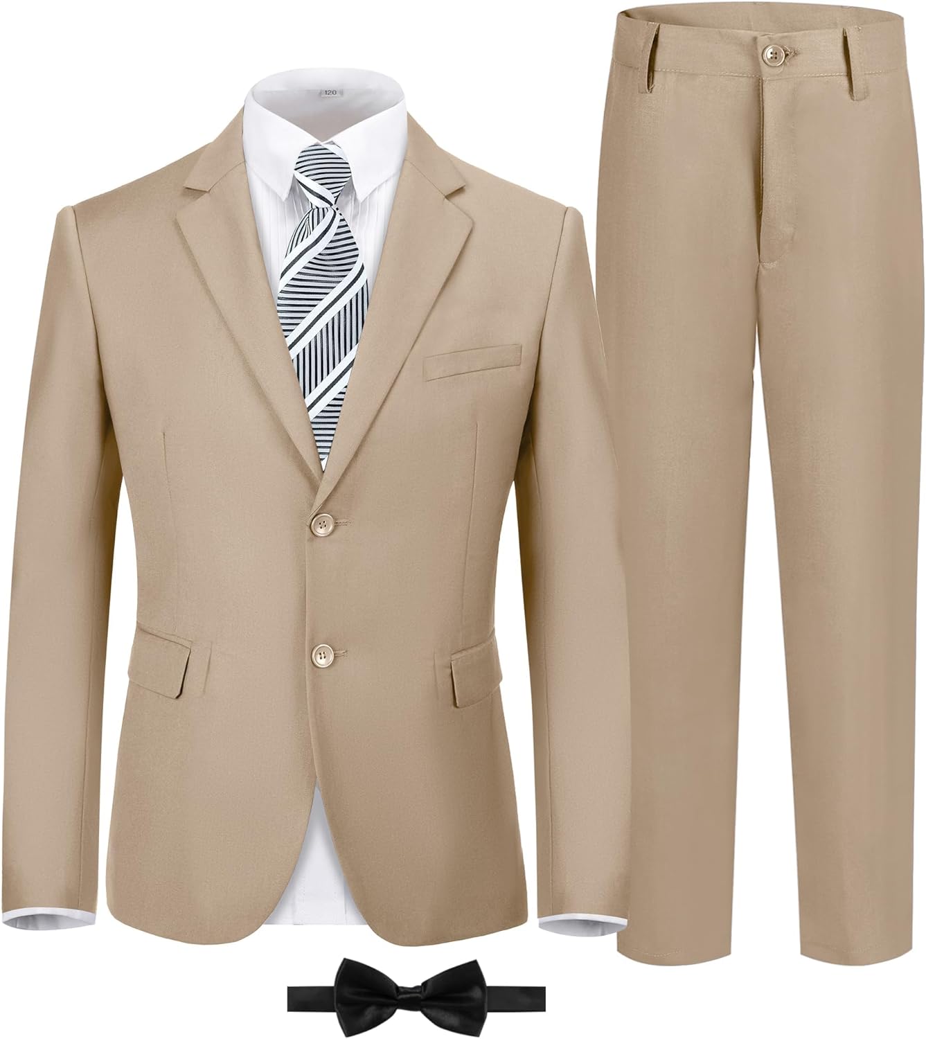 Boys Formal Suit Set Kids 5 Piece Suit Jacket Pants Set with Dress Shirt and Tie Prom Wedding Tuxedo Suits