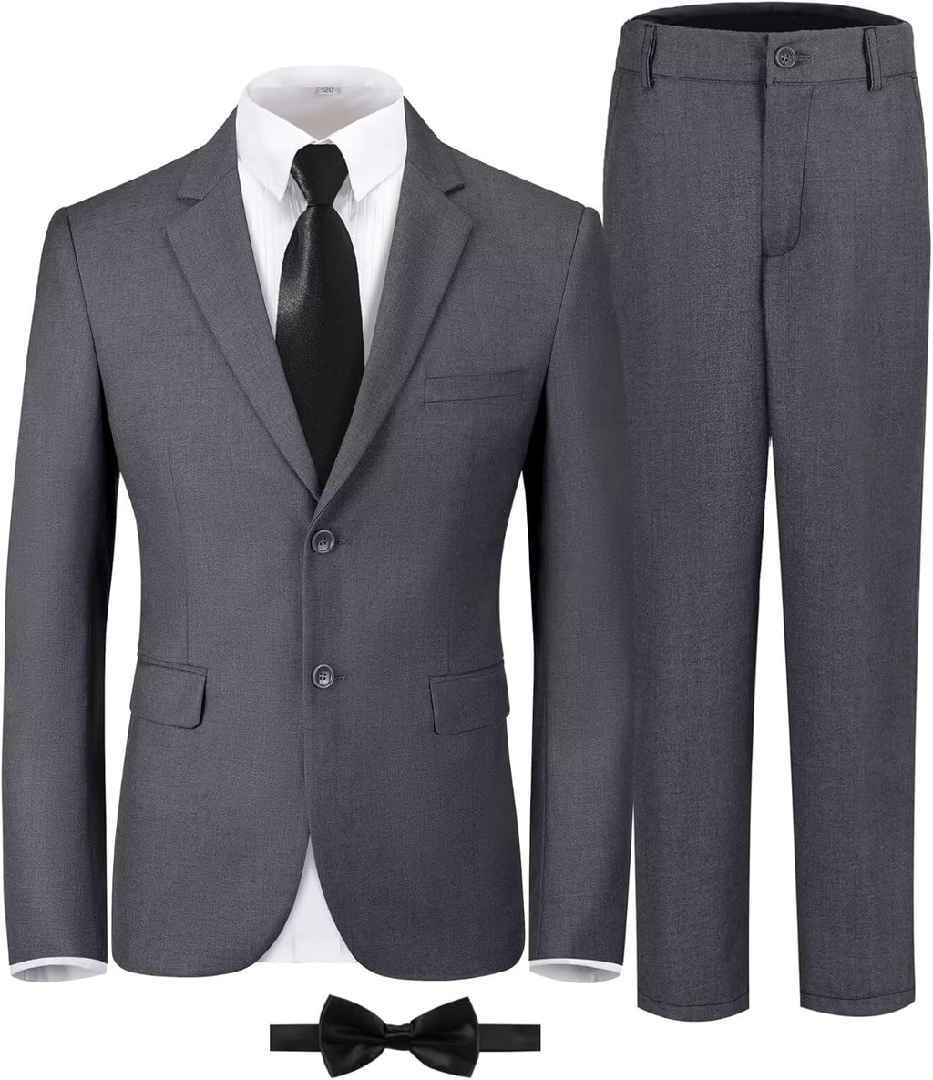 Boys Formal Suit Set Kids 5 Piece Suit Jacket Pants Set with Dress Shirt and Tie Prom Wedding Tuxedo Suits