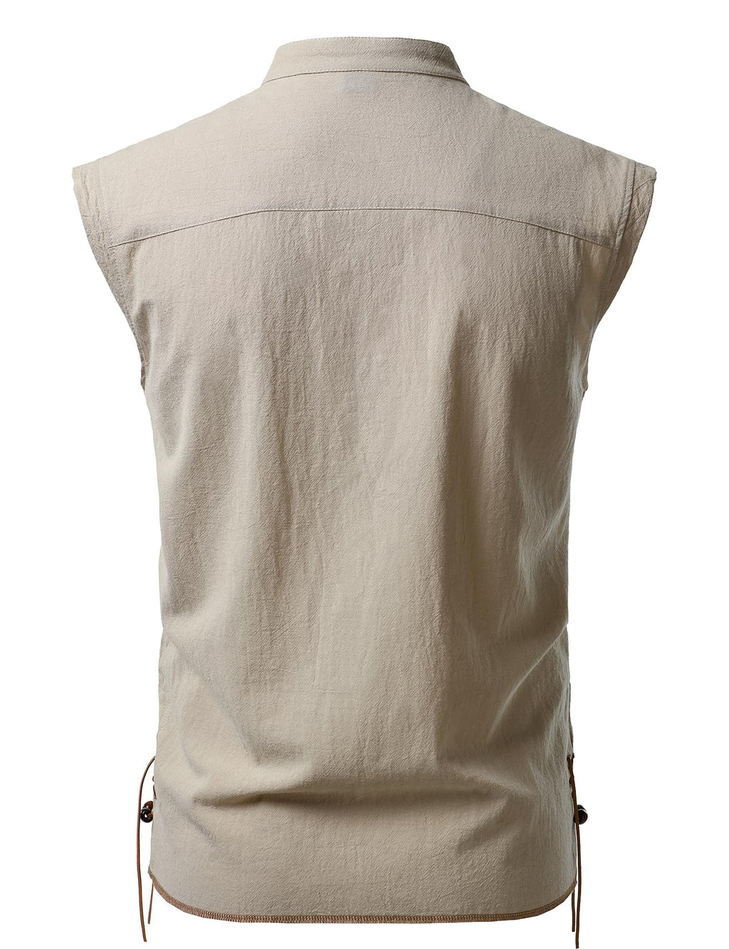 JEMITOP Men's Retro Pure Cotton Lace Up Sleeveless Shirts for Pirate Renaissance Medieval Viking Costume