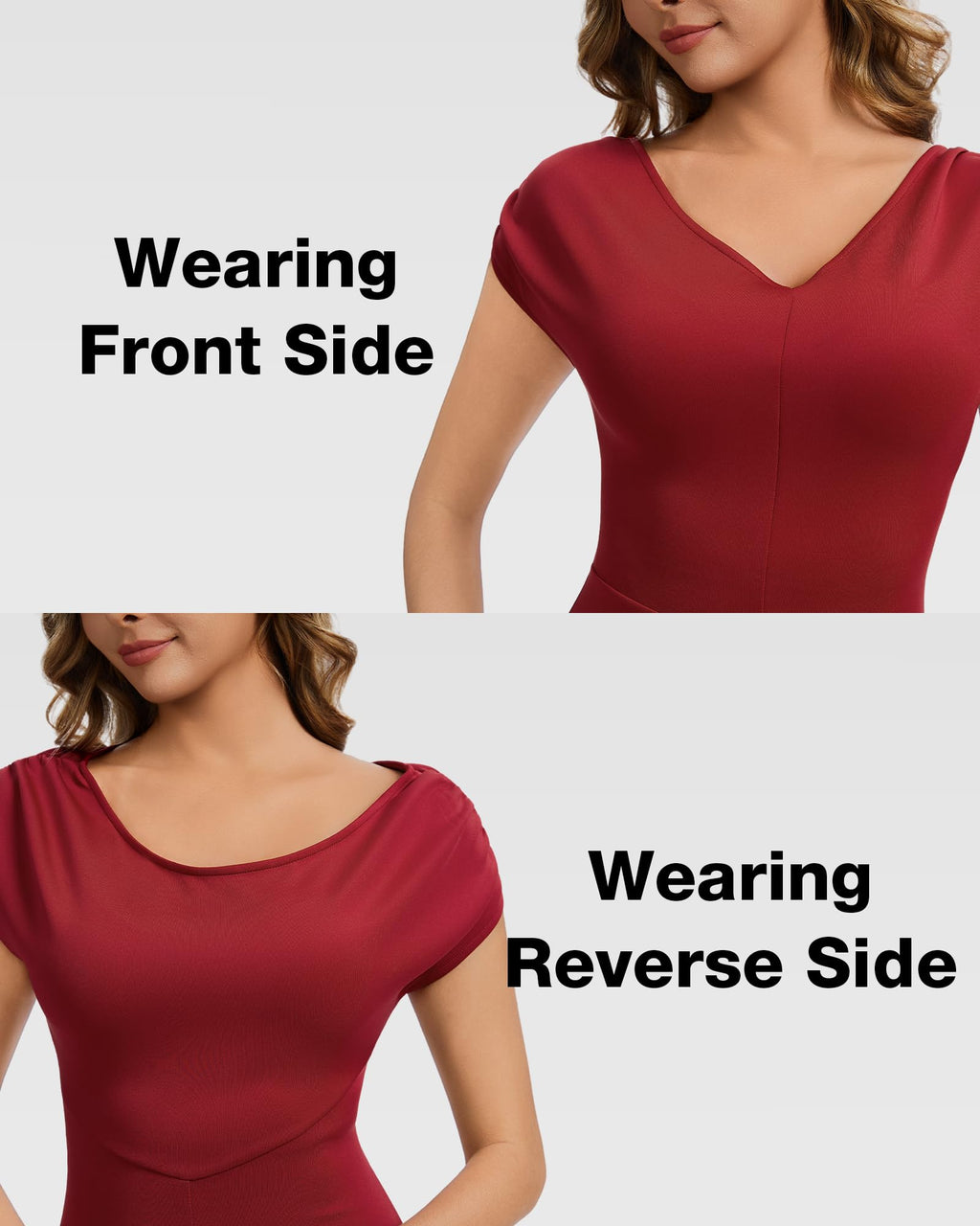 Women's Convertible Reversible Evening Dress, Elegant V Neck & Crew Neck Formal Long Dress Mermaid Gown for Wedding