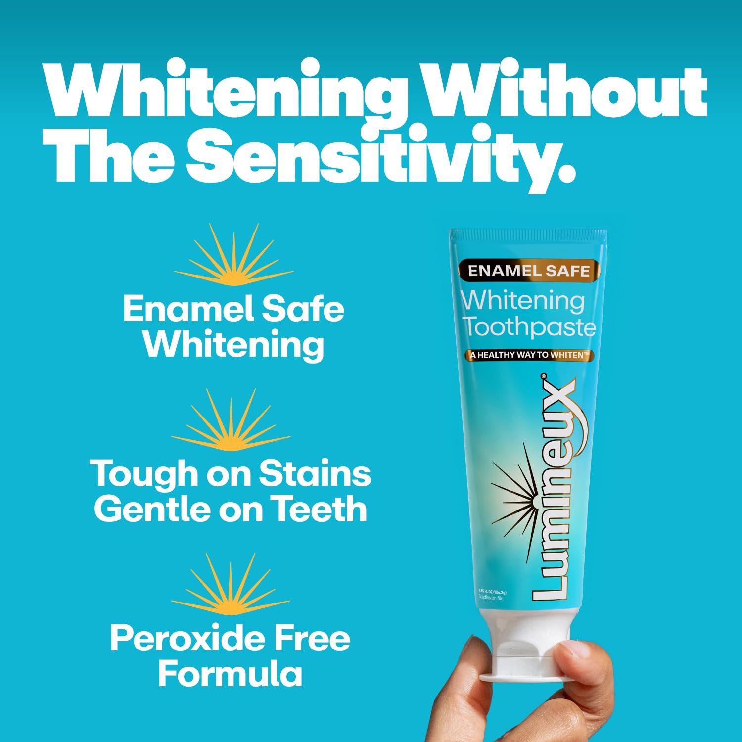 Lumineux Teeth Whitening Toothpaste - Peroxide Free, Enamel Safe for Sensitive Whiter Teeth - Fluoride Free, No Alcohol, Artificial Colors, SLS Free Dentist Formulated - 3.75 Oz