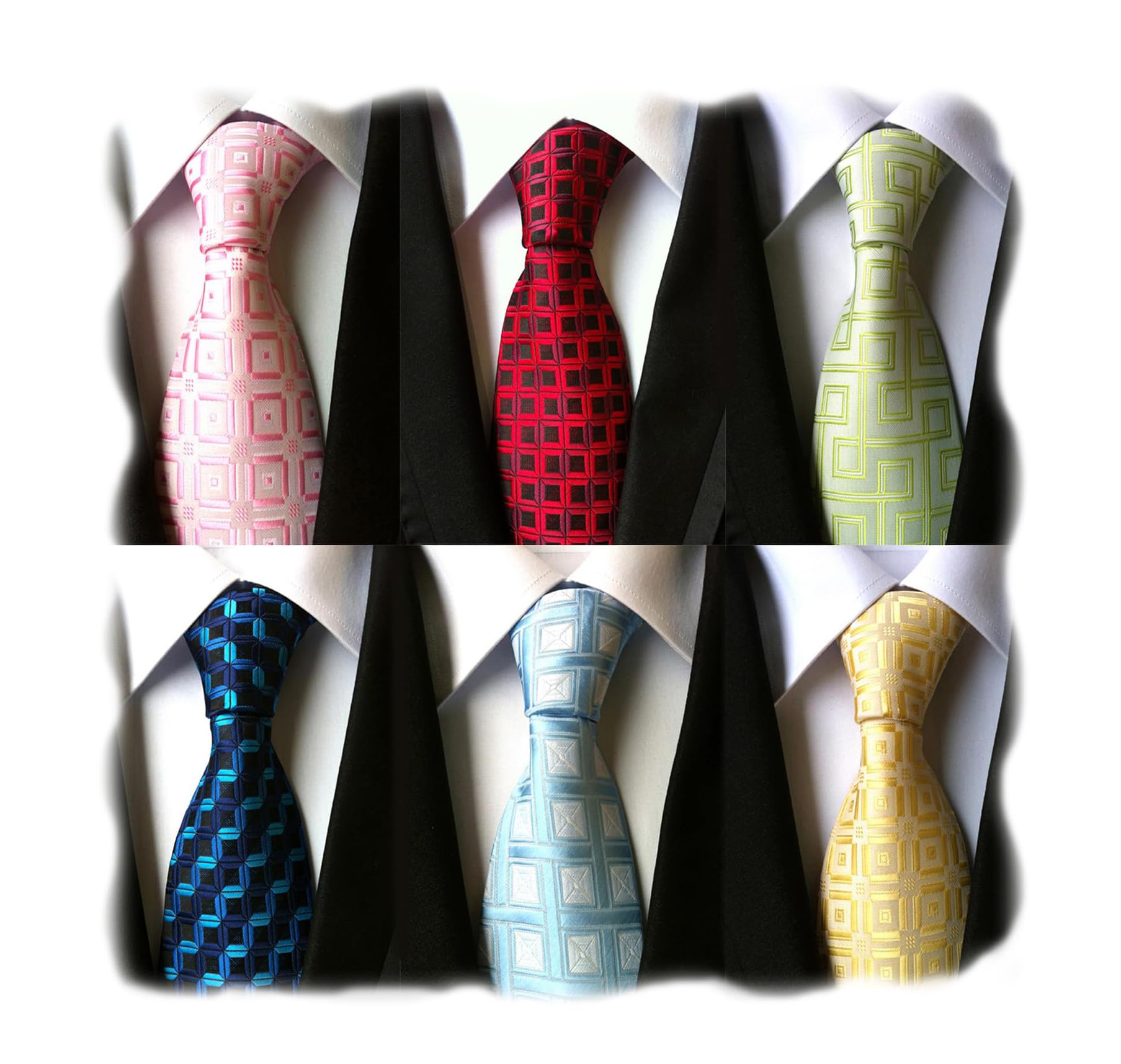 WeiShang Lot 6 PCS Classic Men's Silk Tie Necktie Woven JACQUARD Neck Ties