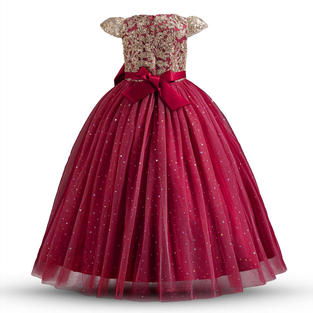 TTYAOVO Girls Pageant Princess Flower Dress Kids Prom Puffy Ball Gowns