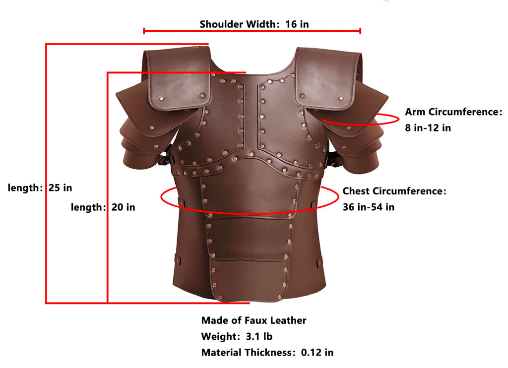Deluxe Medieval Chest Armor Viking Warrior Adjustable Leather Armour Breastplate Costume for LARP Party Halloween Cosplay