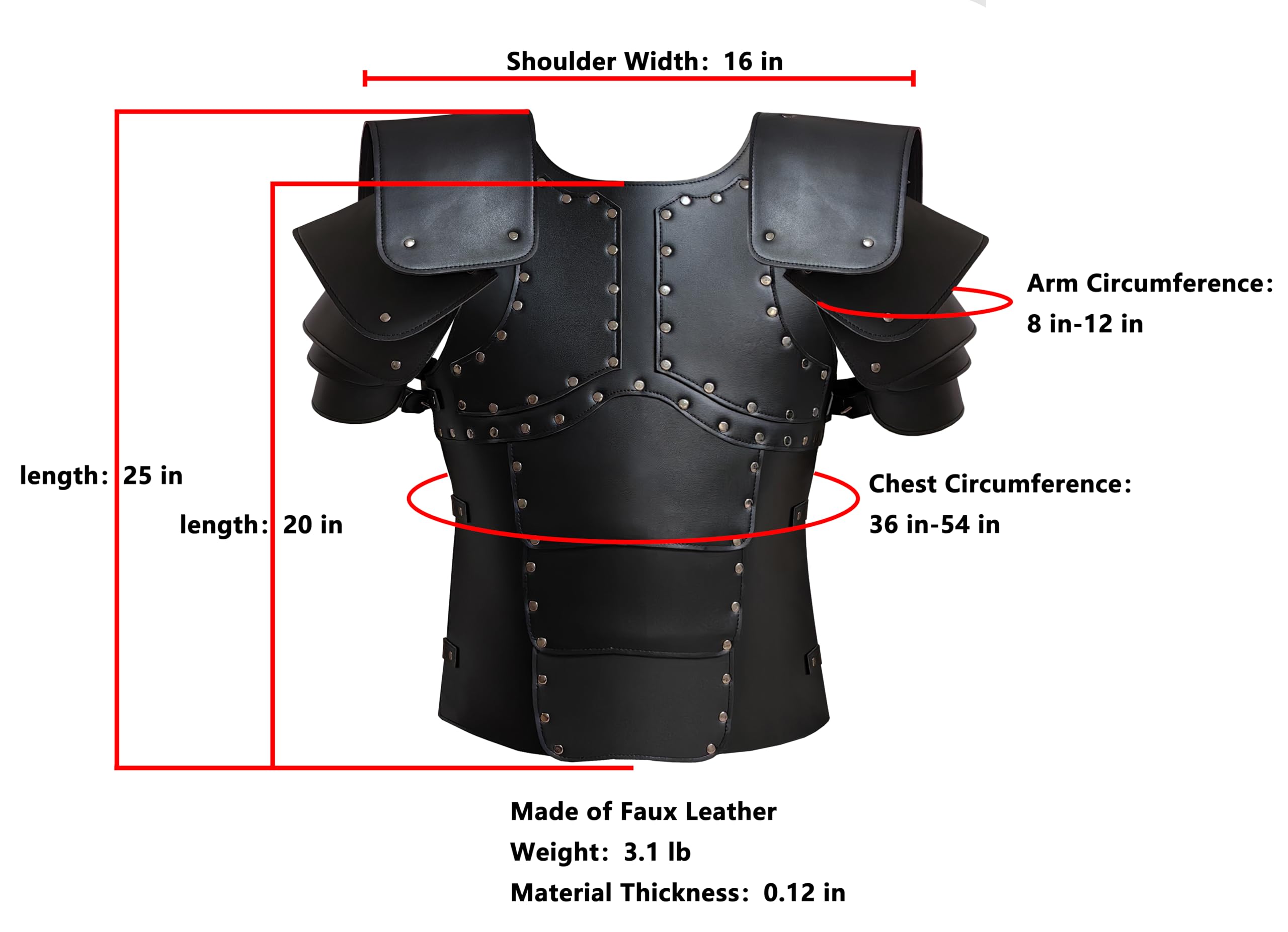 Deluxe Medieval Chest Armor Viking Warrior Adjustable Leather Armour Breastplate Costume for LARP Party Halloween Cosplay