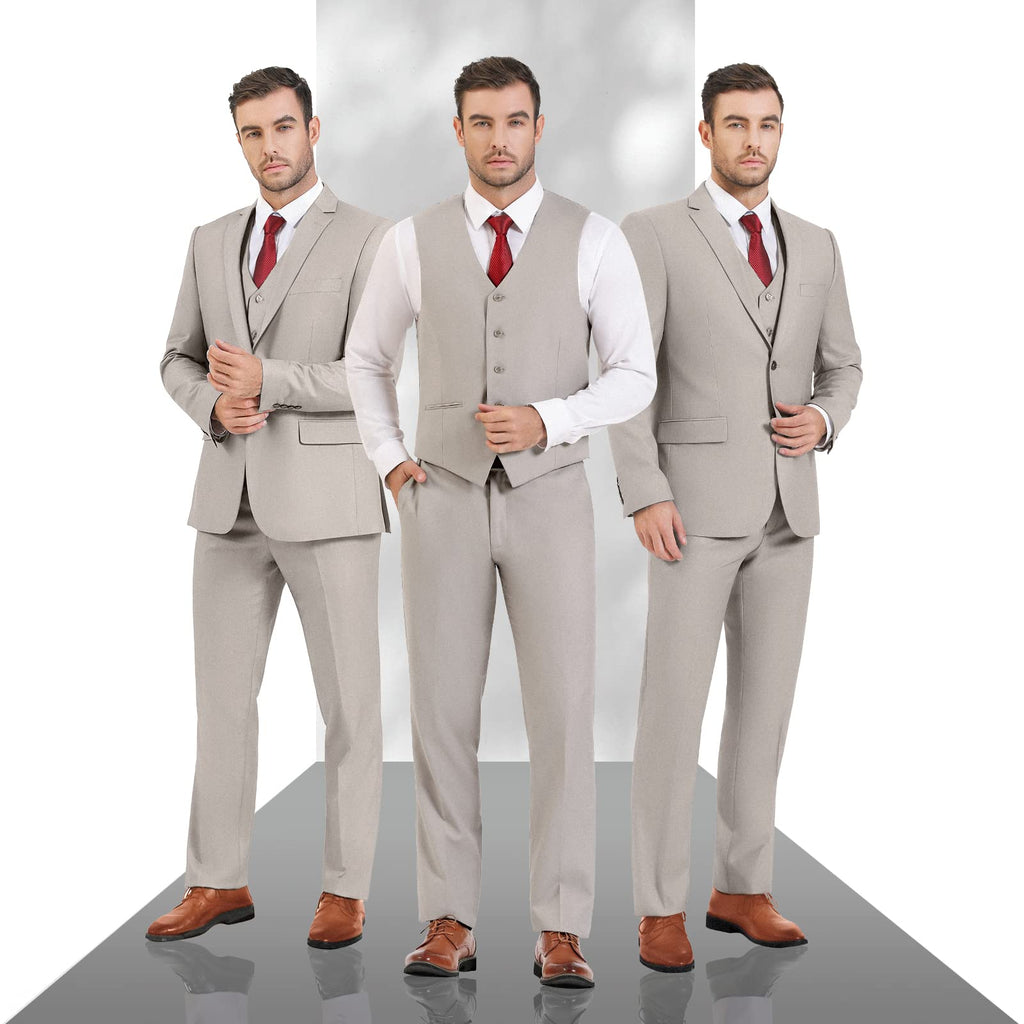 Cooper & Nelson 3 Piece Mens Suit Set, 2 Button Slim Fit Suit for Men, Jacket, Vest, Pants and Tie