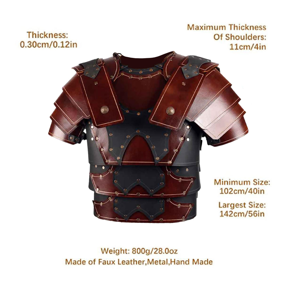 Deluxe Medieval Chest Armor Viking Warrior Adjustable Leather Armour Breastplate Costume for LARP Party Halloween Cosplay