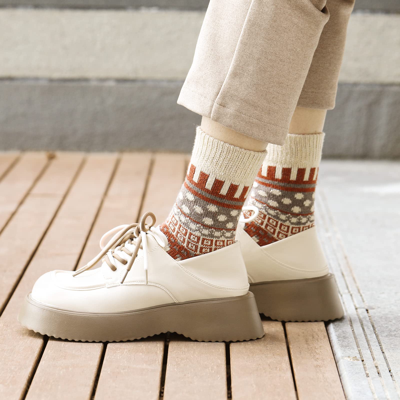 Clothirily Wool Socks for Women, Vintage Womens Wool Socks, Winter Warm Boot Sock for Women Men, Thick Winter Cozy Sock