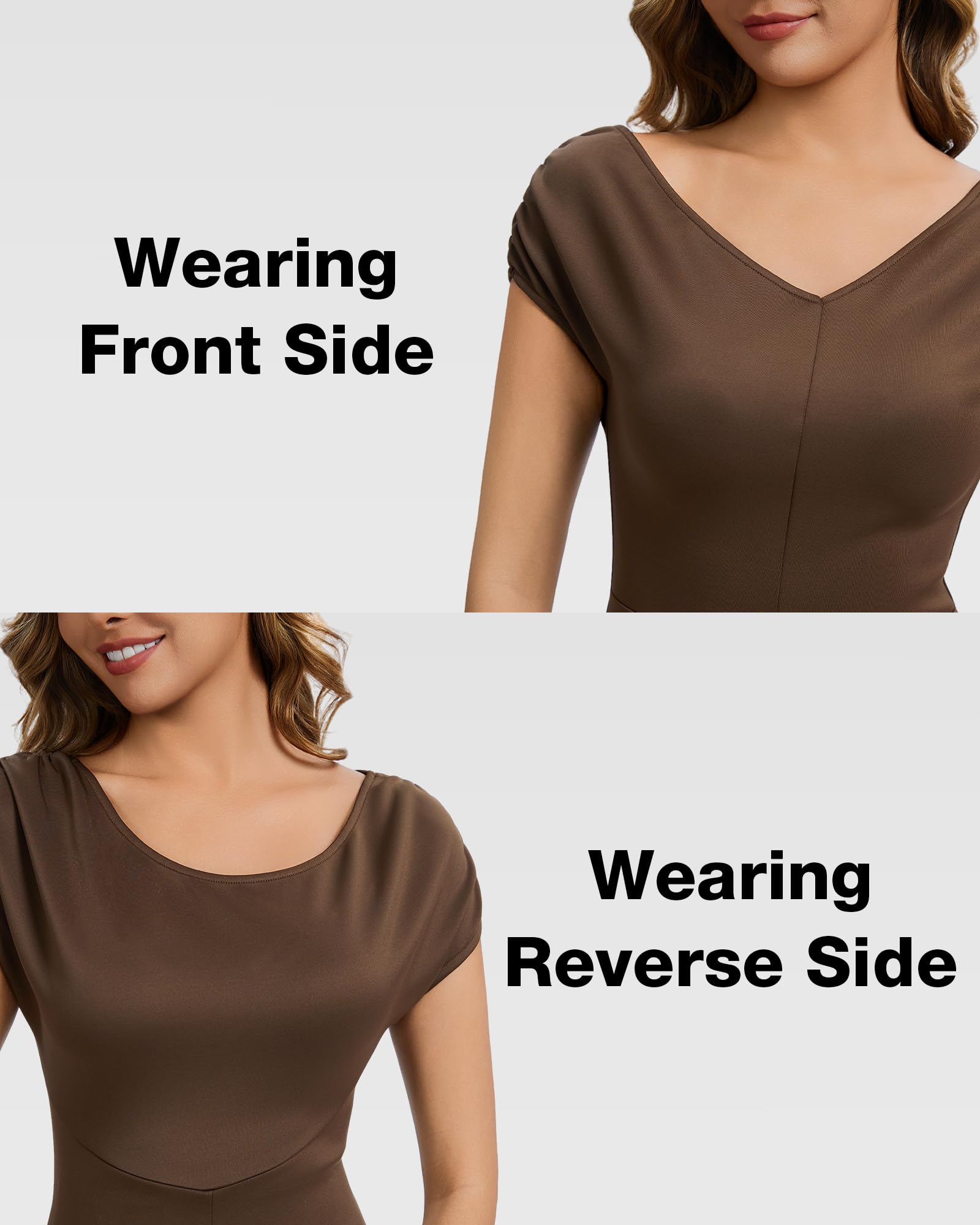 Women's Convertible Reversible Evening Dress, Elegant V Neck & Crew Neck Formal Long Dress Mermaid Gown for Wedding