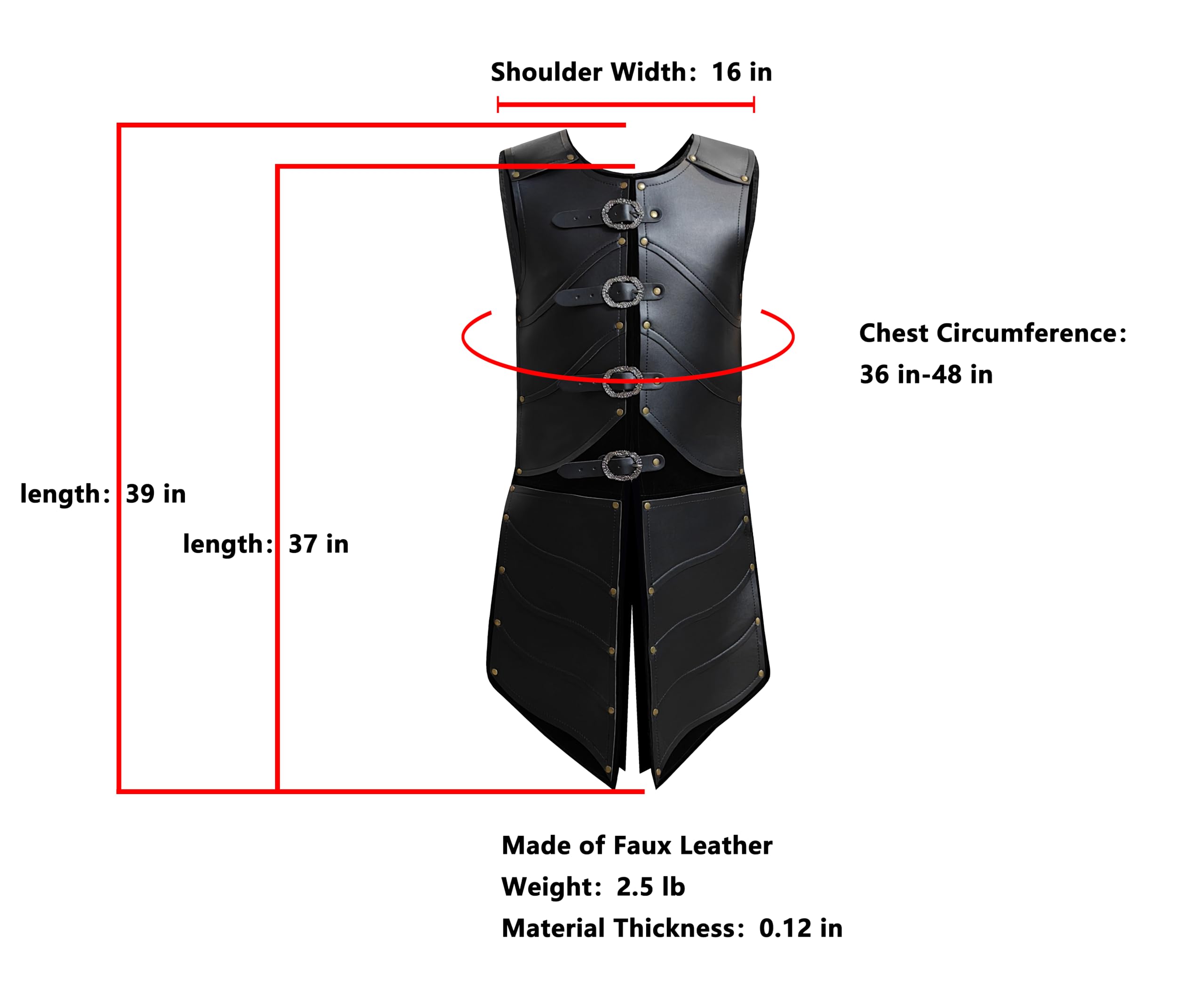 Deluxe Medieval Chest Armor Viking Warrior Adjustable Leather Armour Breastplate Costume for LARP Party Halloween Cosplay